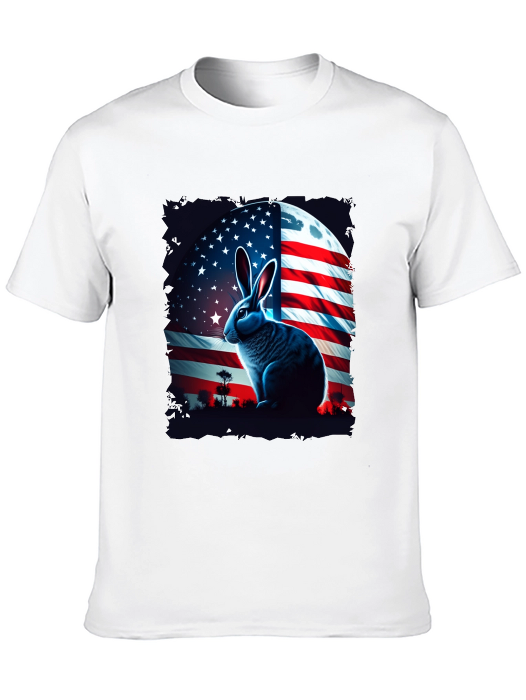 Patriotic Rabbit Graphic Tee - USA Flag