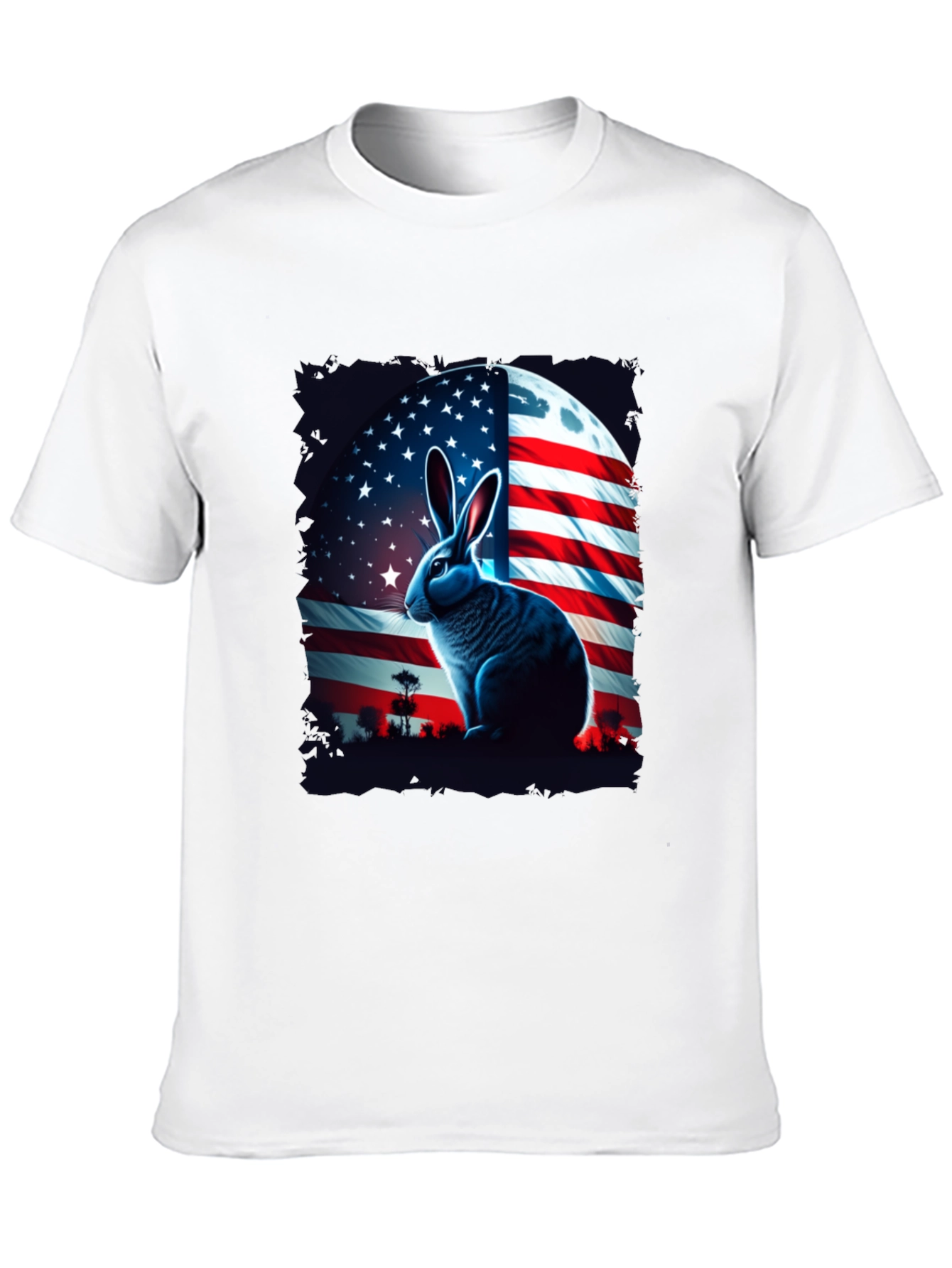 Patriotic Rabbit Graphic Tee - USA Flag