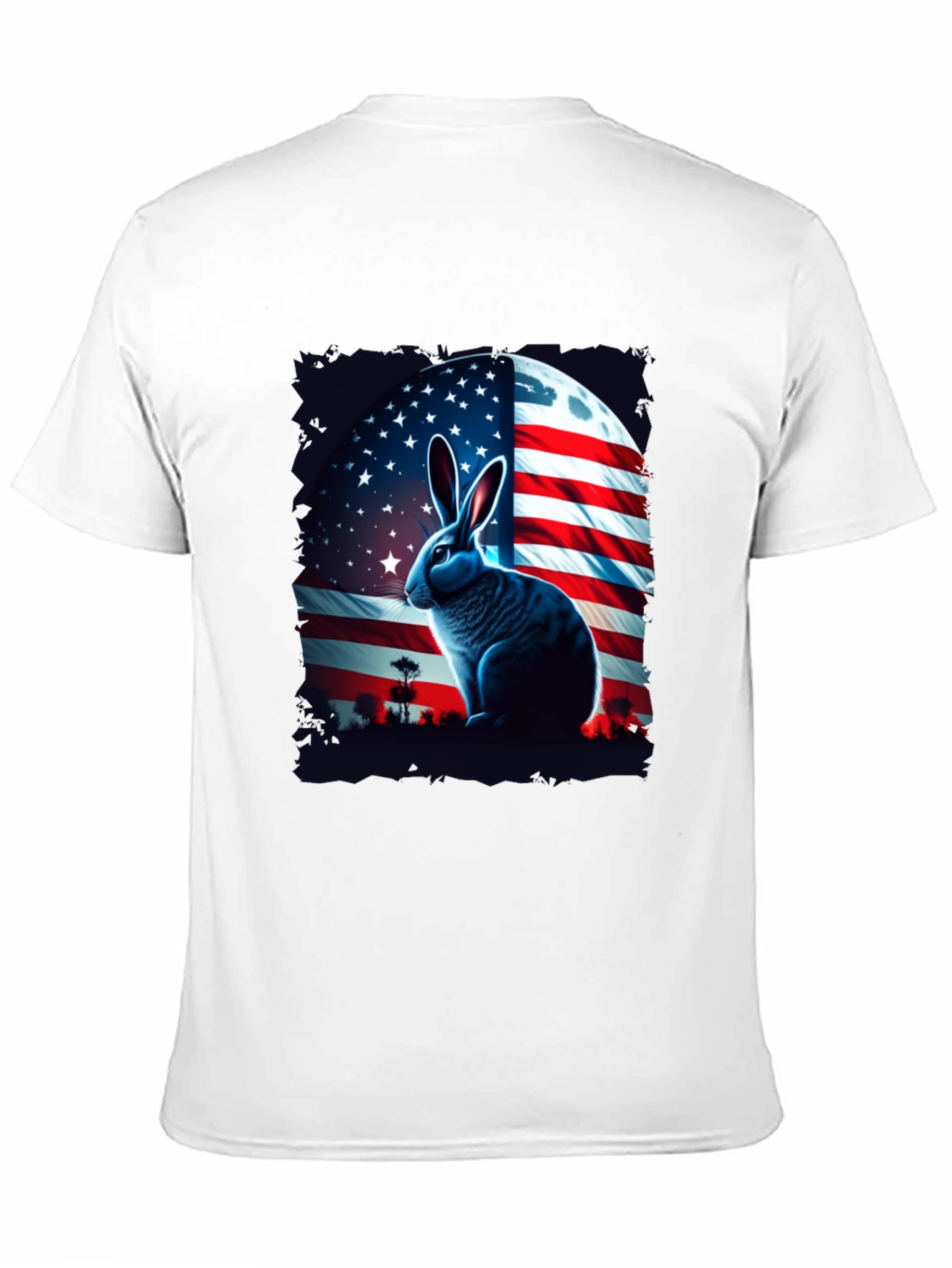 Patriotic Rabbit Graphic Tee - USA Flag