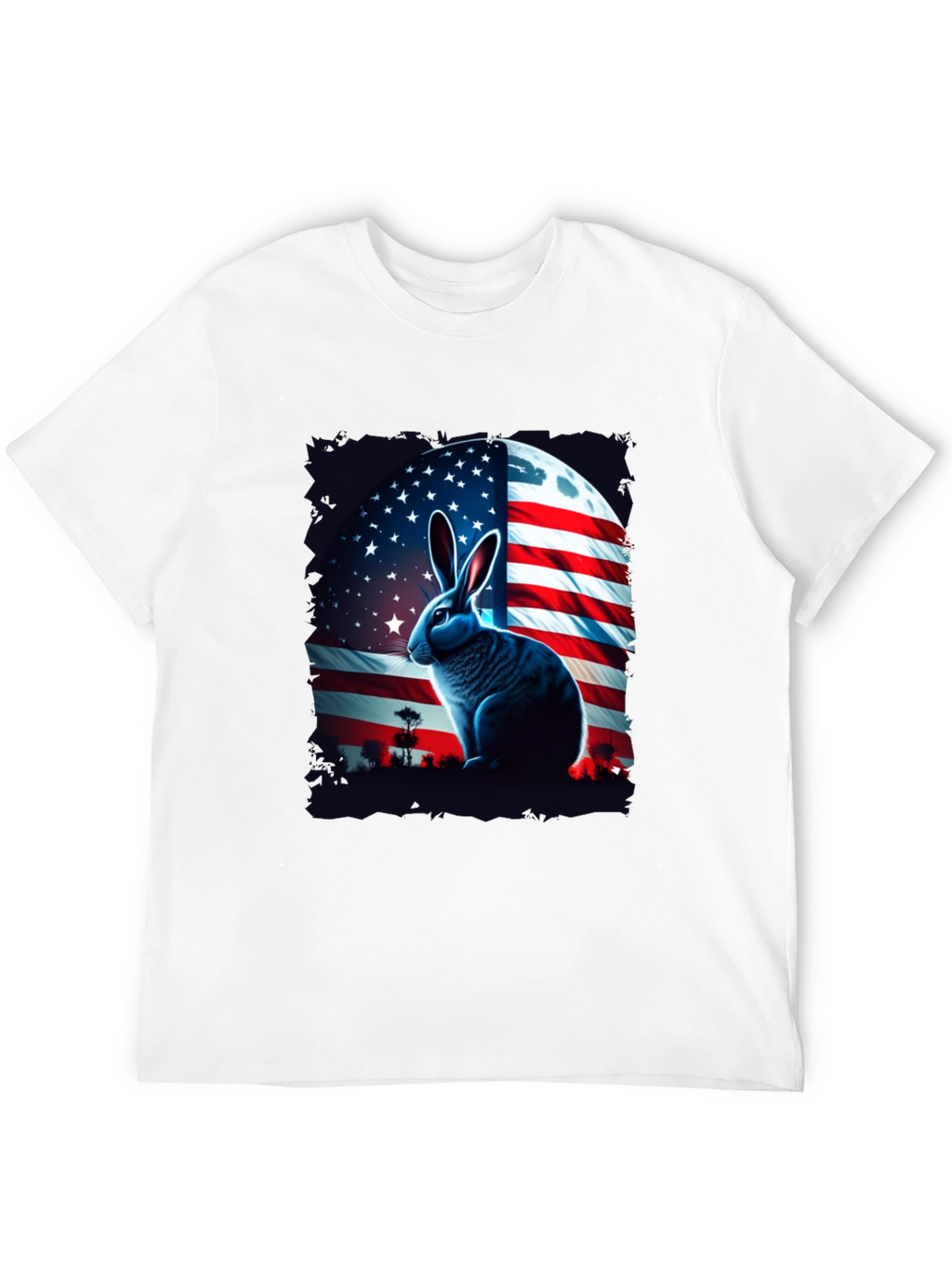 Patriotic Rabbit Graphic Tee - USA Flag