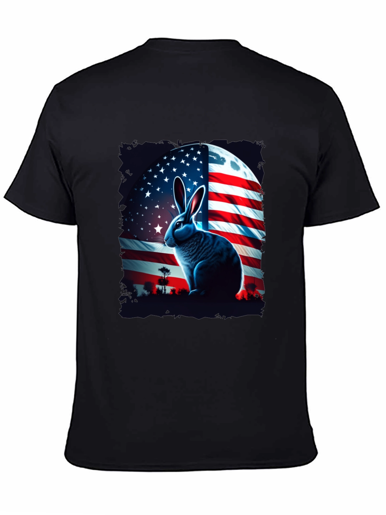 Patriotic Rabbit Graphic Tee - USA Flag