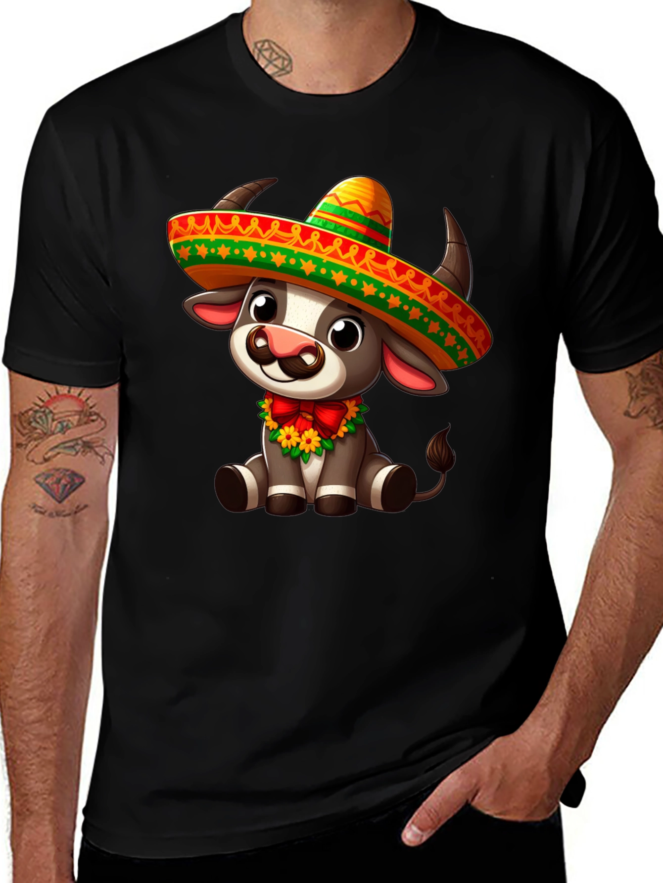 Cow Sombrero Graphic Tee - Festive Cinco de Mayo Shirt