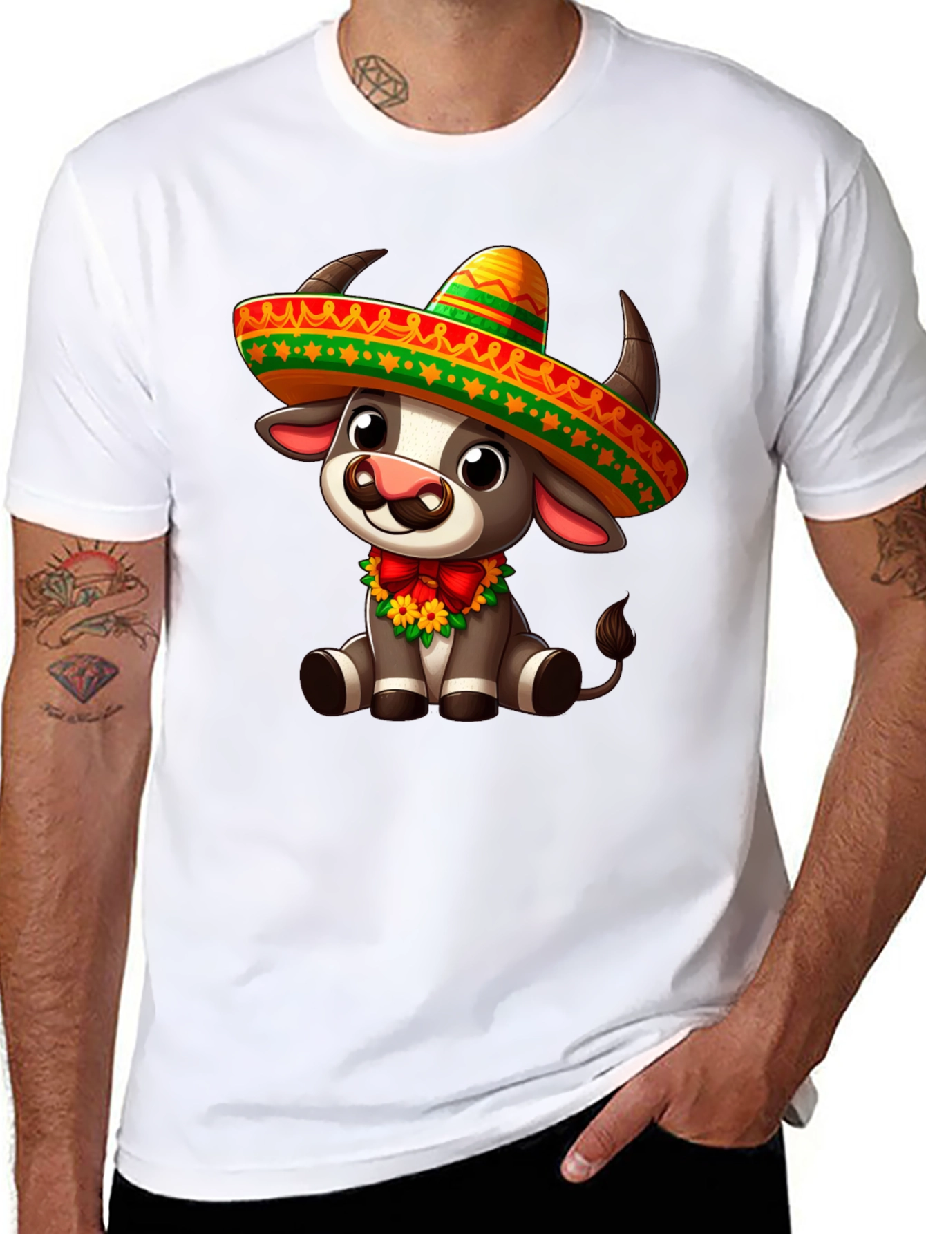 Cow Sombrero Graphic Tee - Festive Cinco de Mayo Shirt
