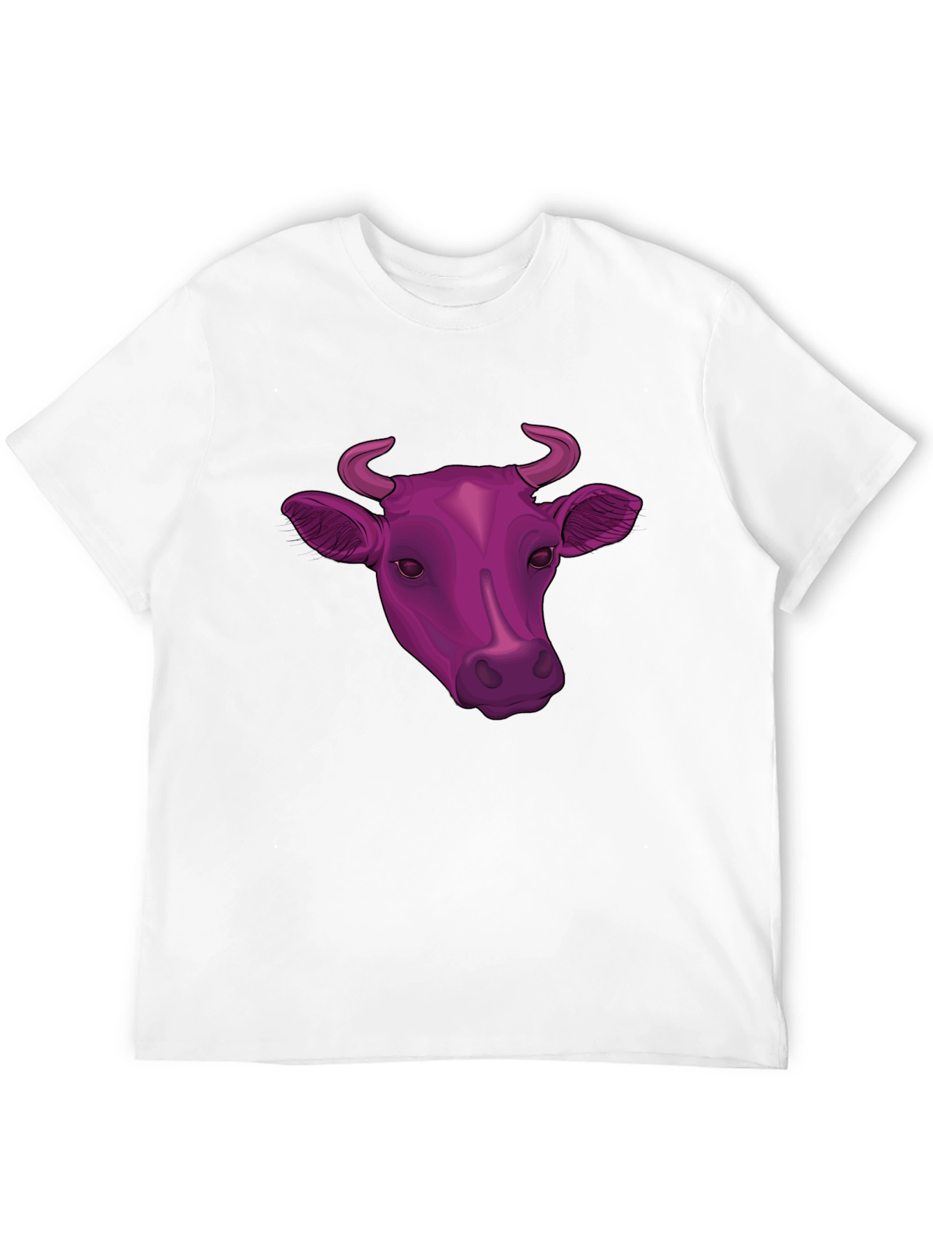 Cow Head Graphic Tee - Black Cotton Blend T-Shirt