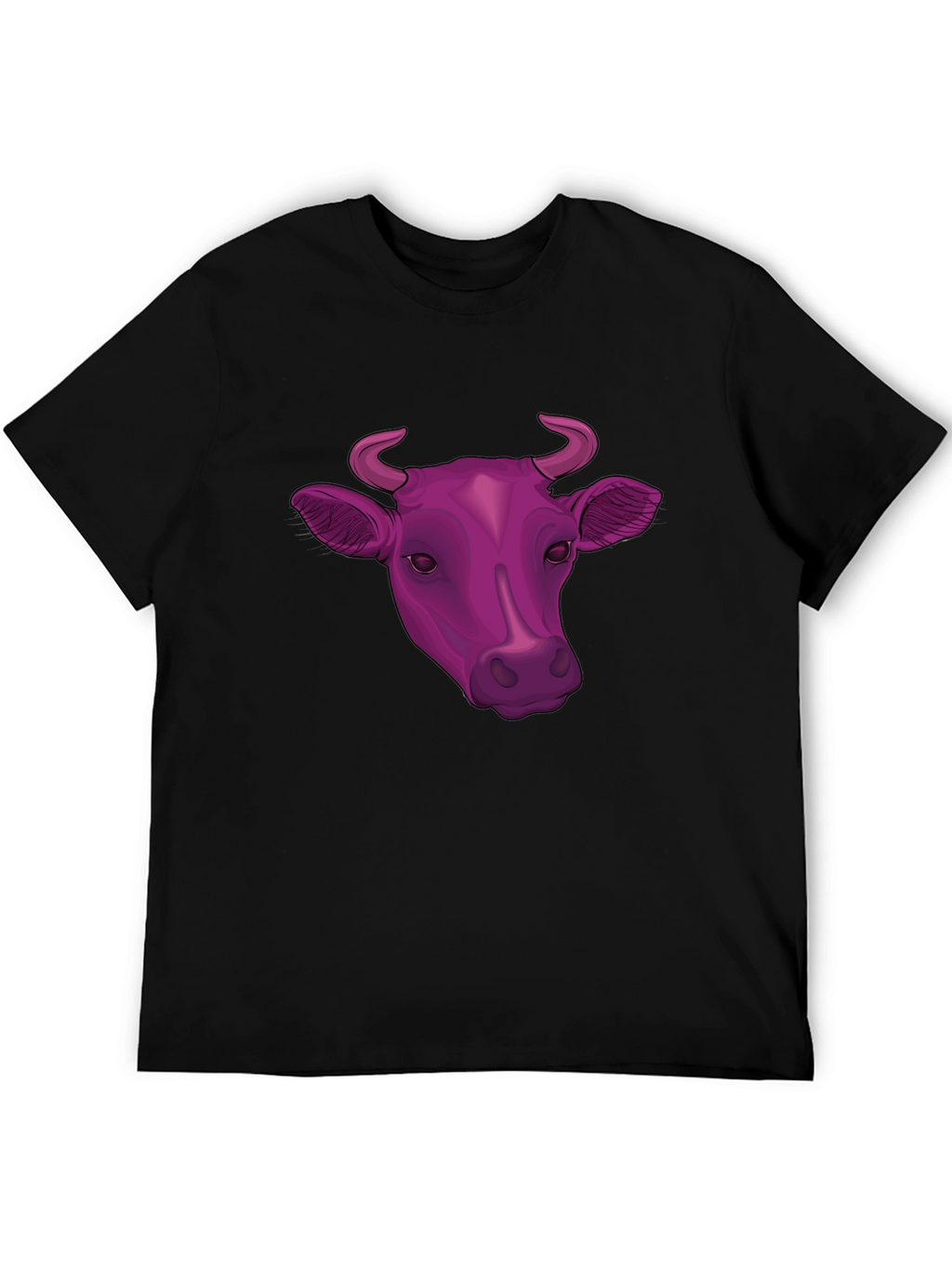 Cow Head Graphic Tee - Black Cotton Blend T-Shirt