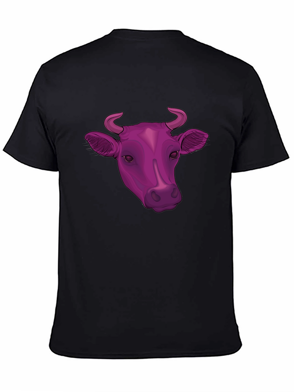 Cow Head Graphic Tee - Black Cotton Blend T-Shirt