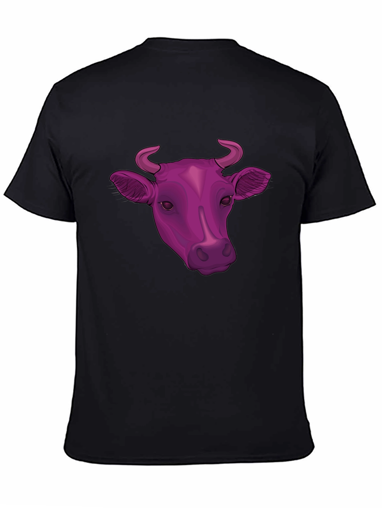 Cow Head Graphic Tee - Black Cotton Blend T-Shirt