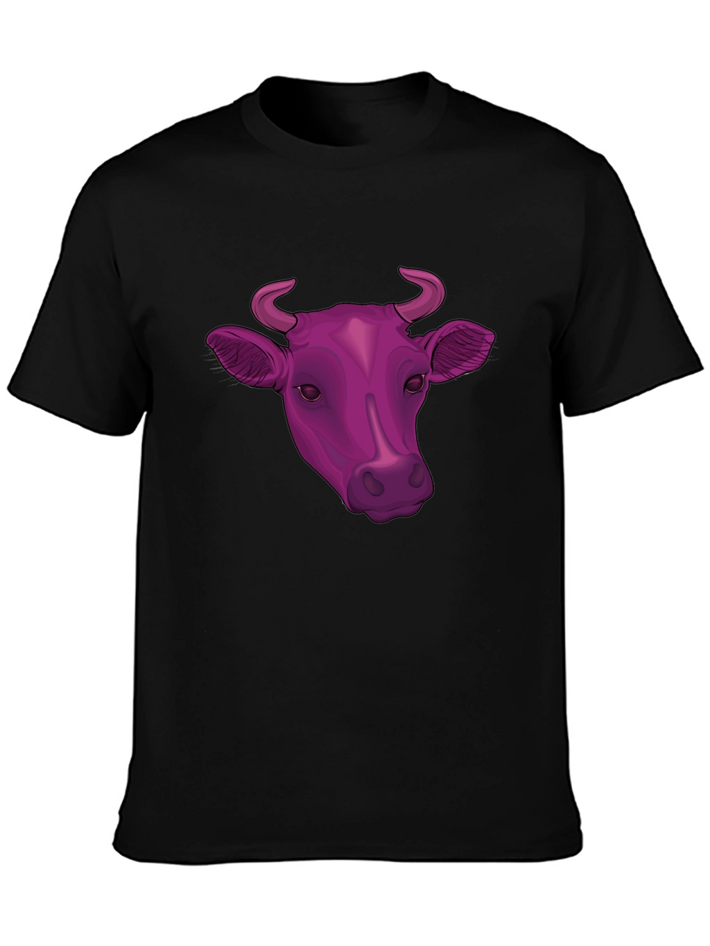 Cow Head Graphic Tee - Black Cotton Blend T-Shirt