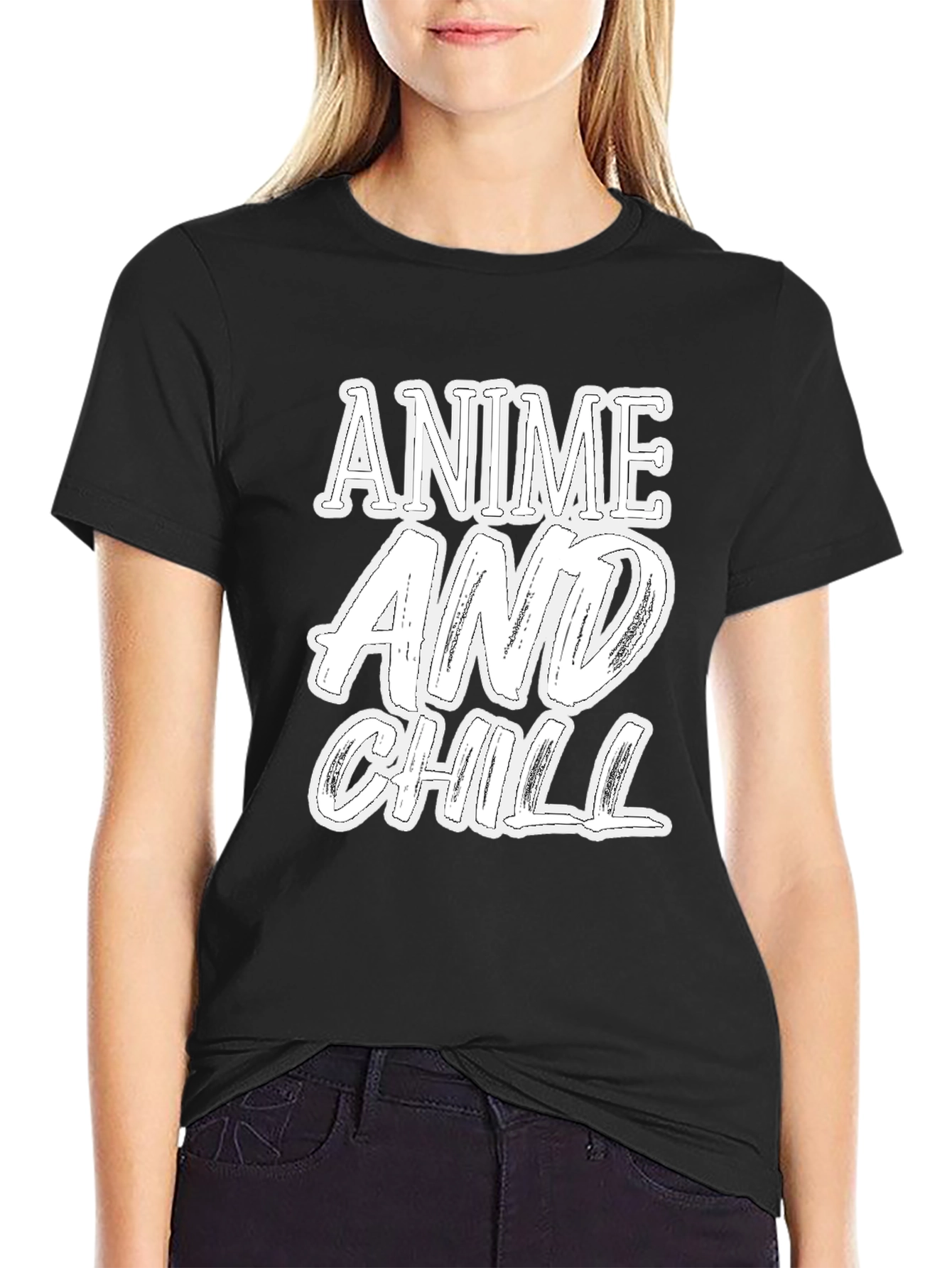 Anime and Chill Graphic Print T-Shirt