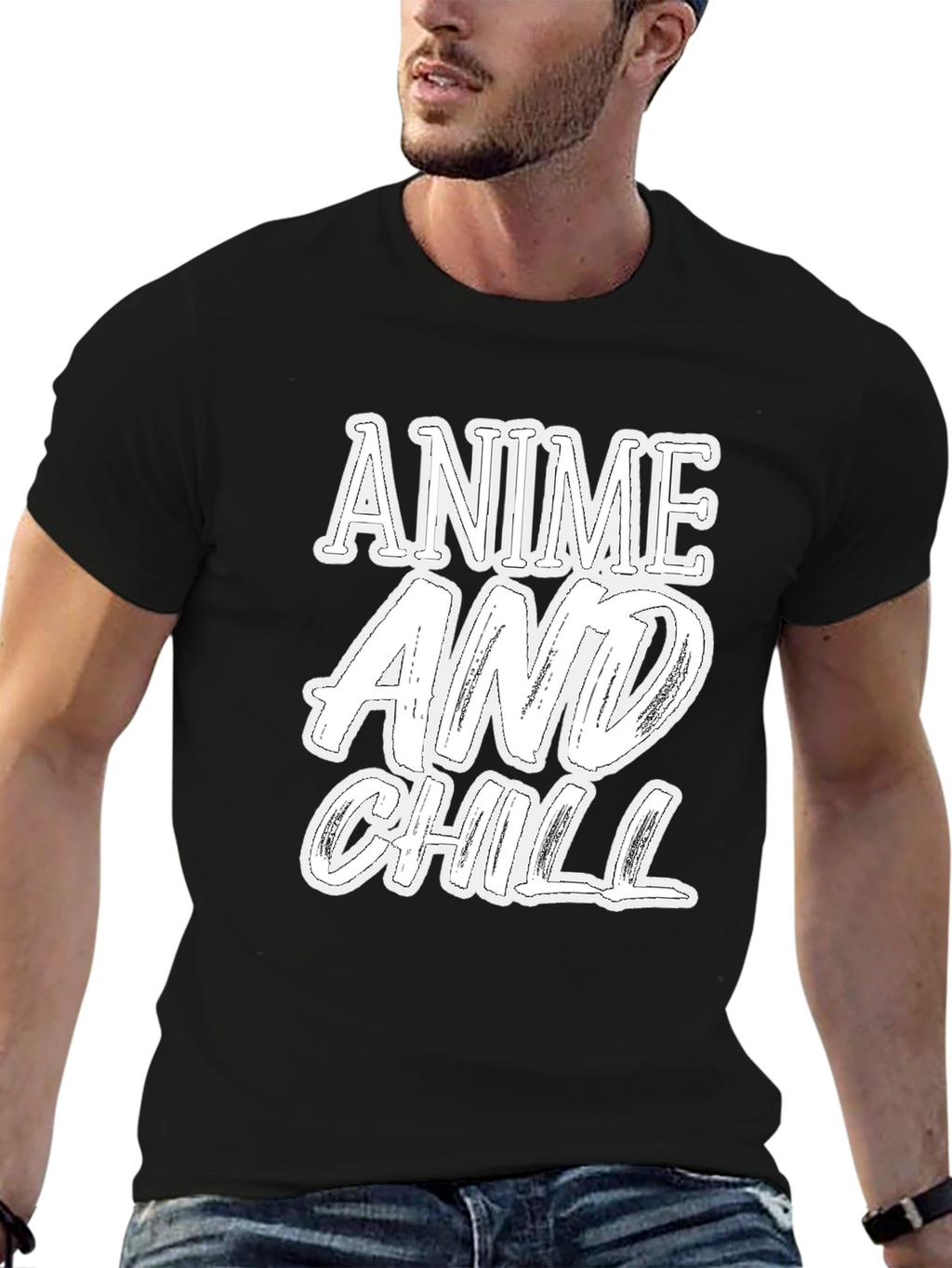 Anime and Chill Graphic Print T-Shirt