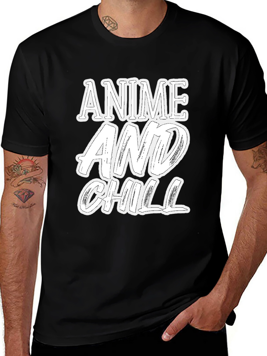 Anime and Chill Graphic Print T-Shirt