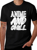 Anime and Chill Graphic Print T-Shirt