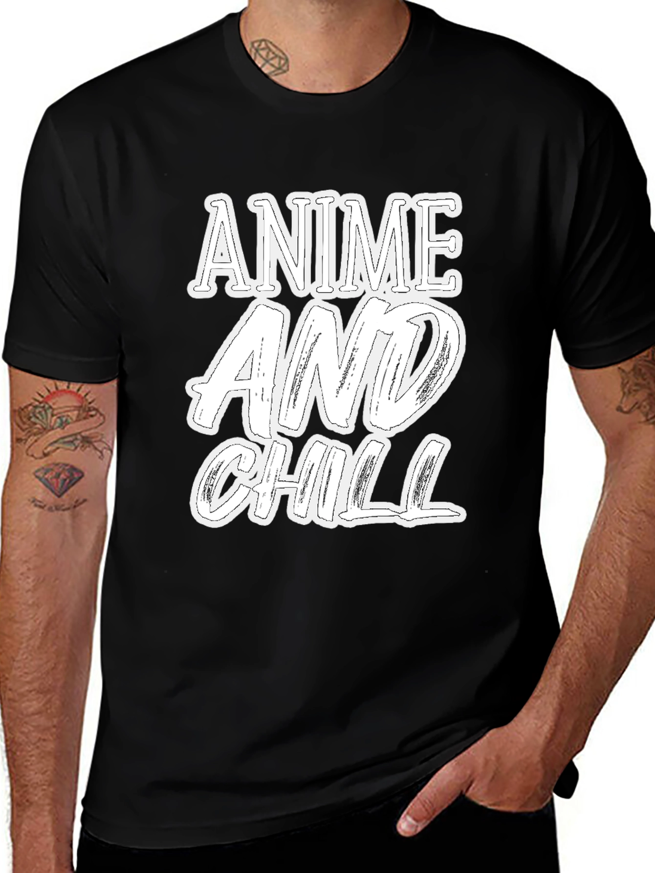 Anime and Chill Graphic Print T-Shirt