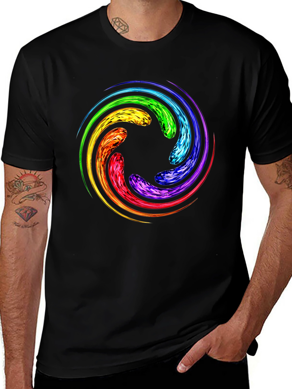 Rainbow Swirl Graphic T-Shirt - Unique Design