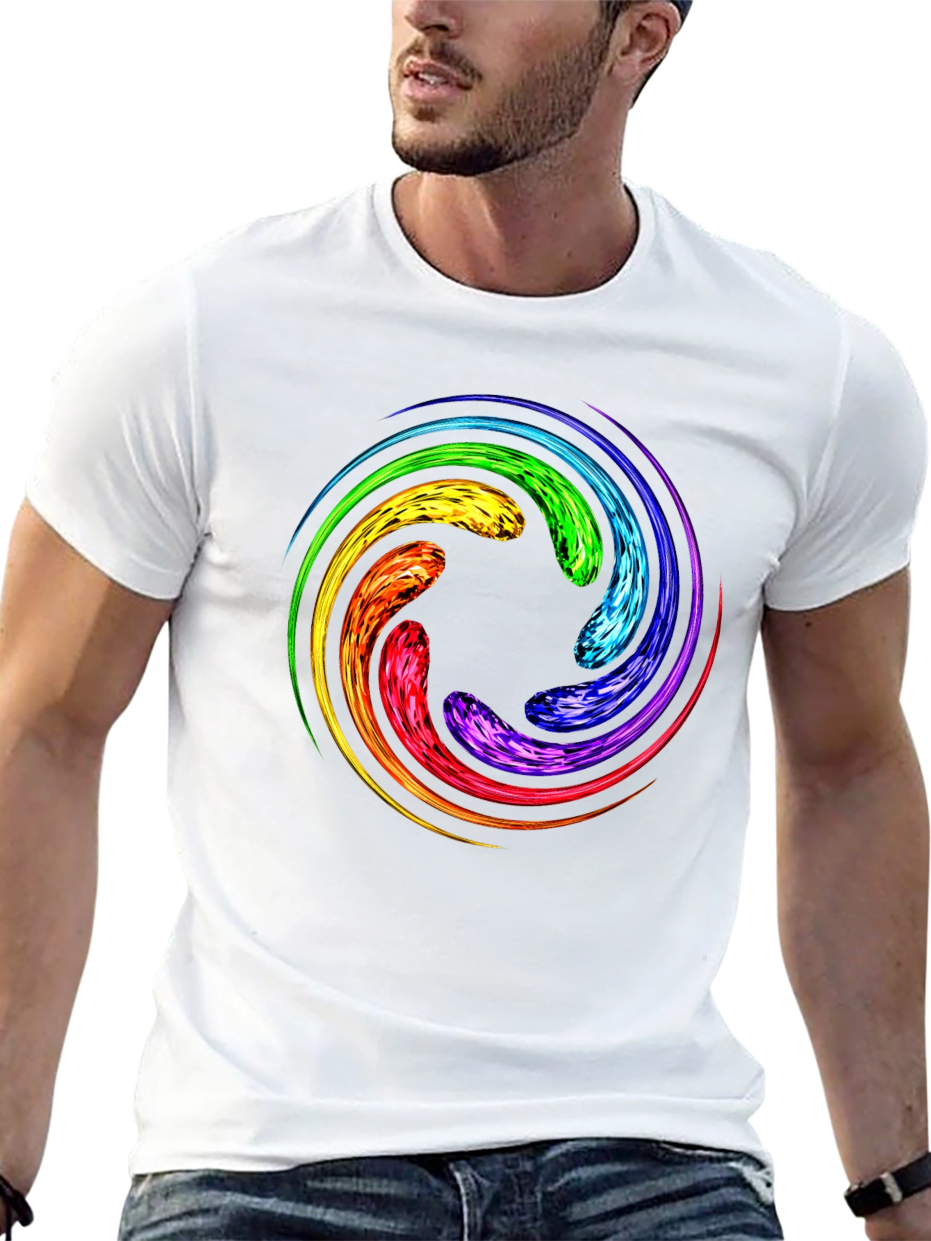 Rainbow Swirl Graphic T-Shirt - Unique Design