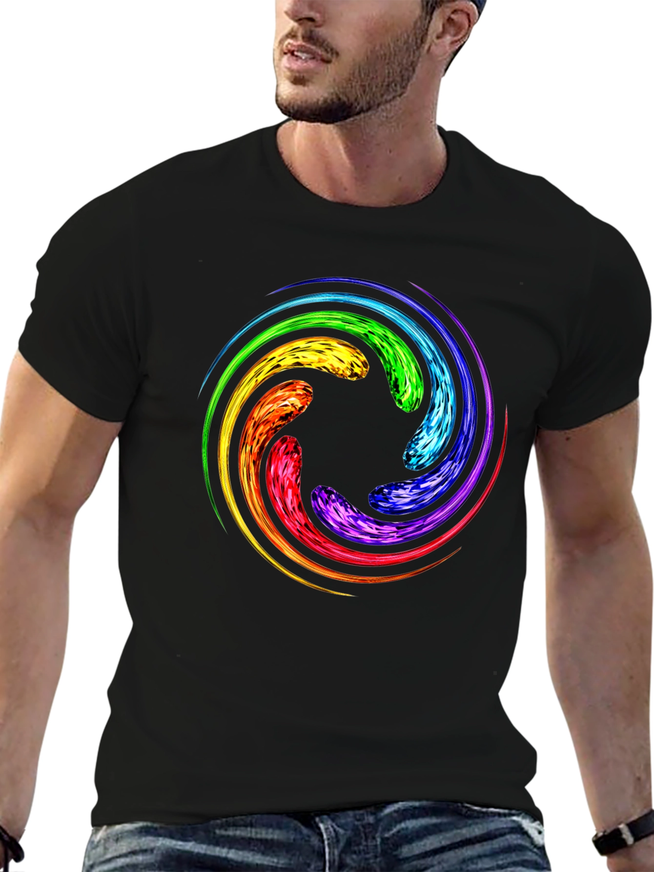 Rainbow Swirl Graphic T-Shirt - Unique Design