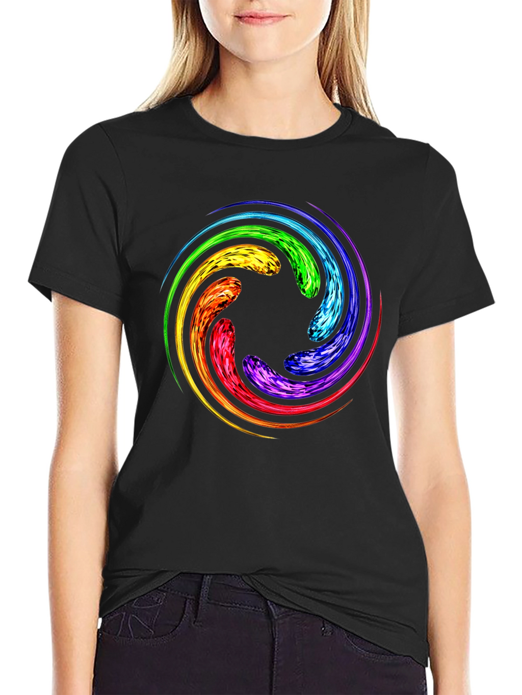 Rainbow Swirl Graphic T-Shirt - Unique Design