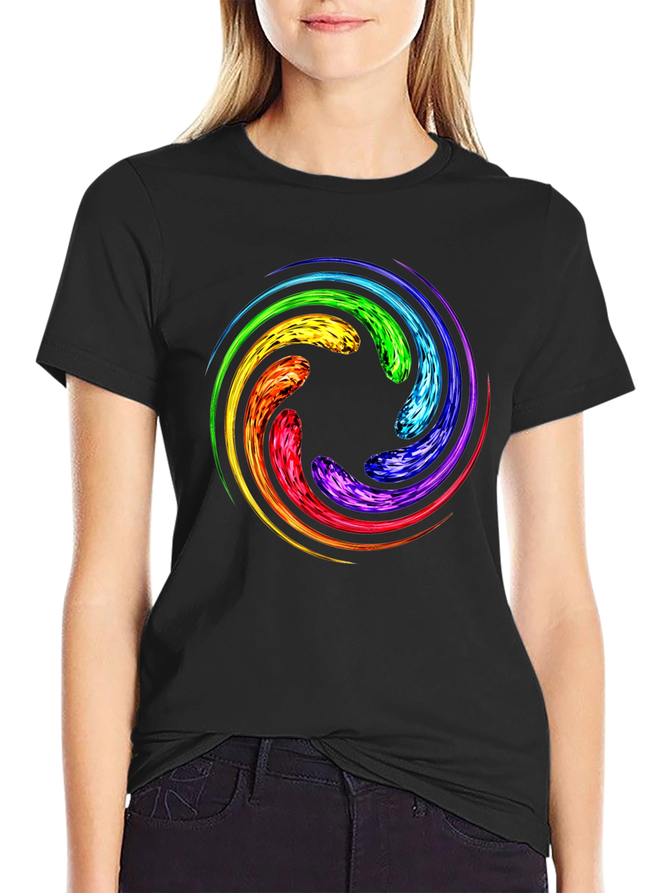 Rainbow Swirl Graphic T-Shirt - Unique Design