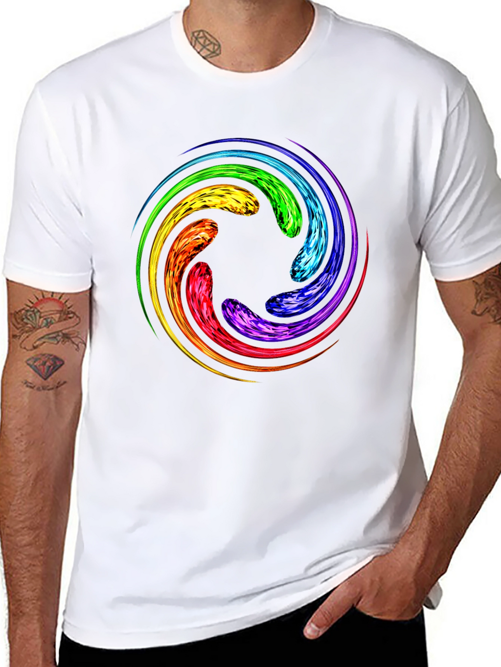 Rainbow Swirl Graphic T-Shirt - Unique Design