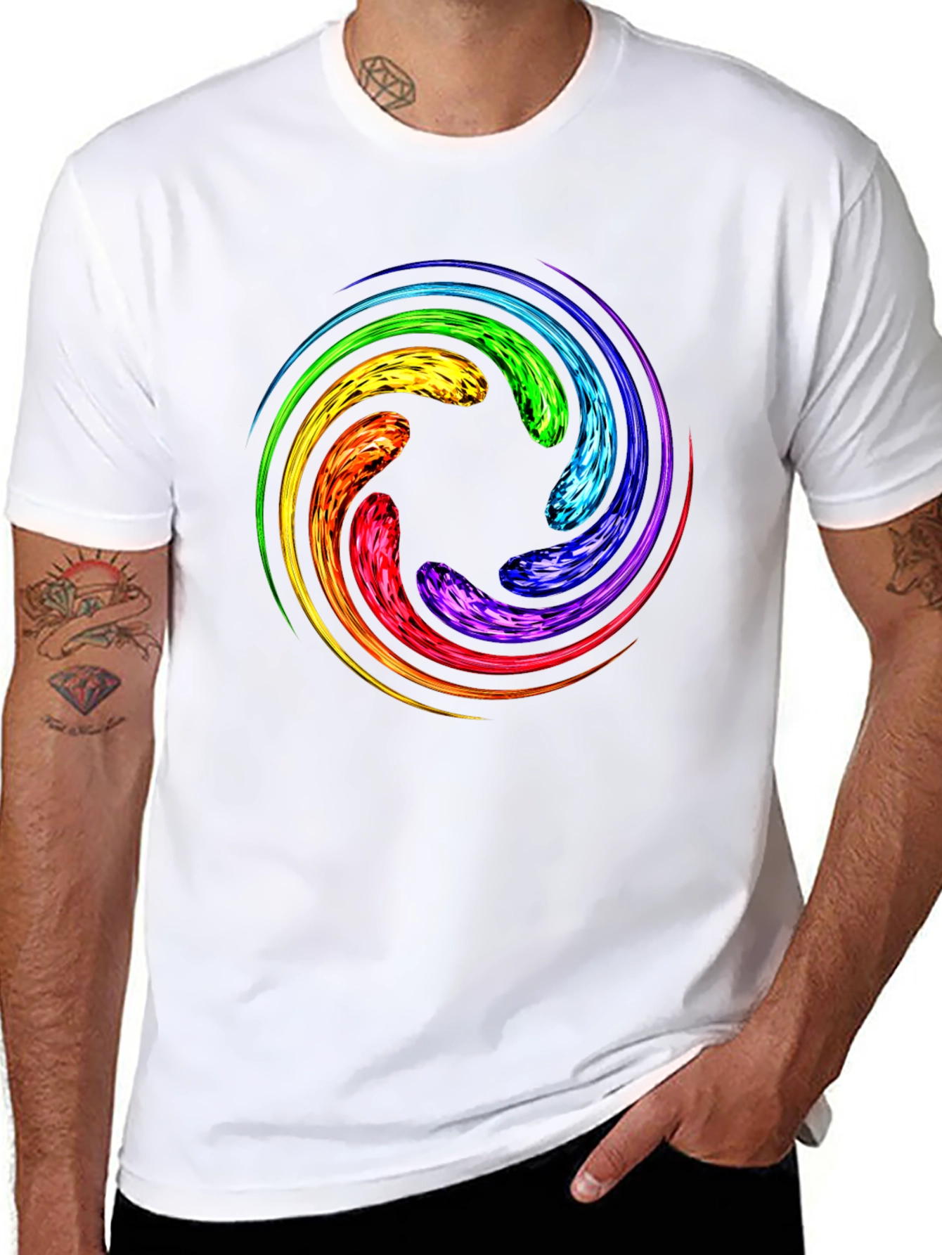 Rainbow Swirl Graphic T-Shirt - Unique Design
