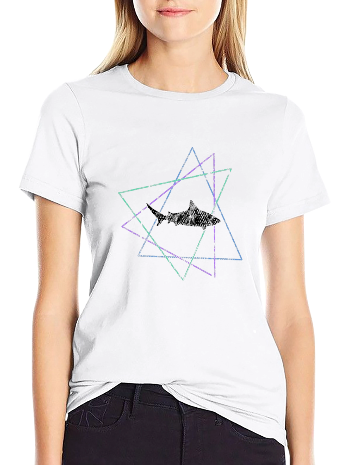 Geometric Shark T-Shirt - Modern Graphic Tee