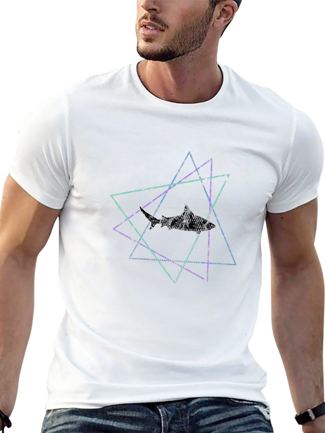 Geometric Shark T-Shirt - Modern Graphic Tee