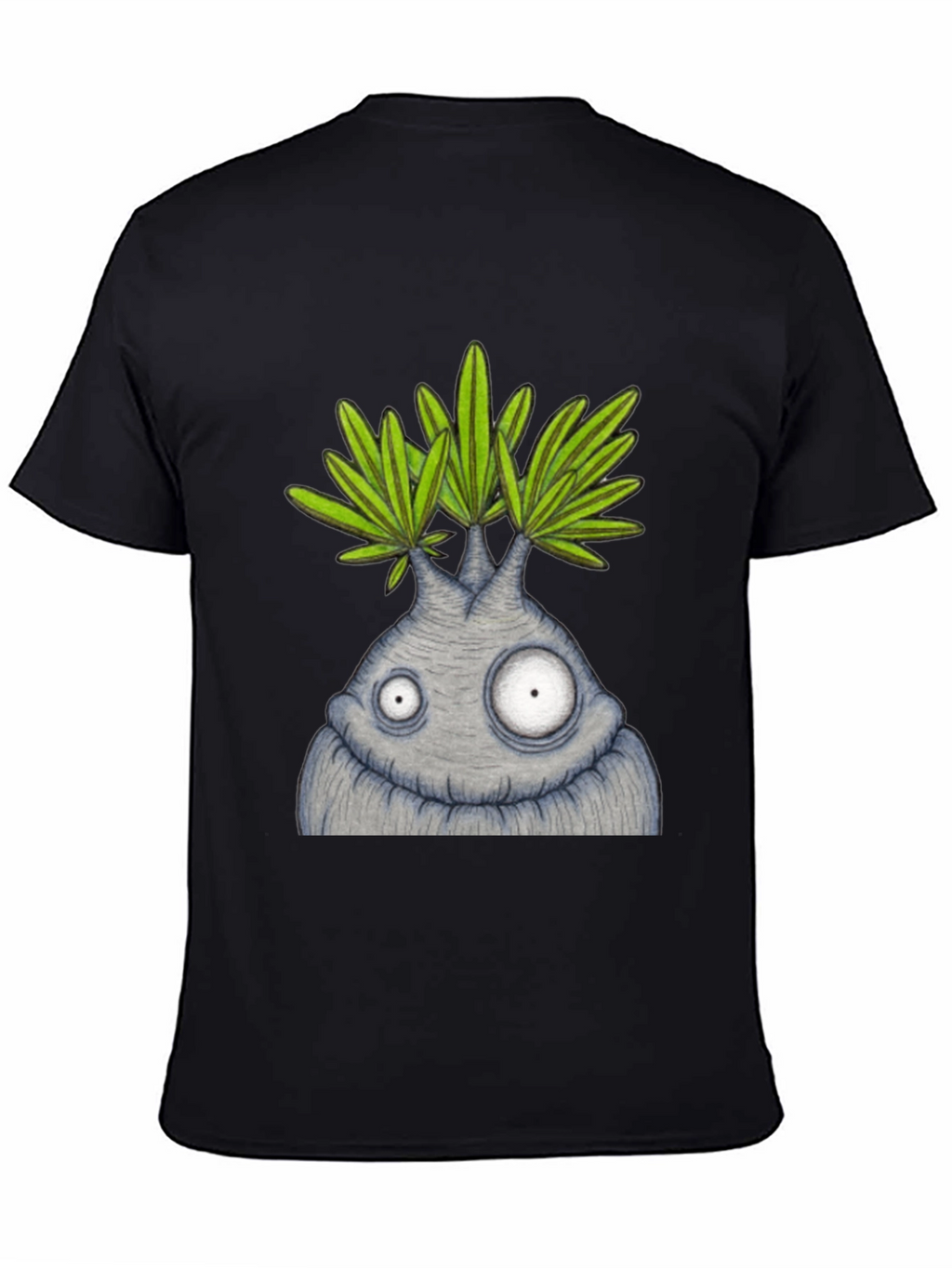 Funny Plant Character Graphic Tee - Black