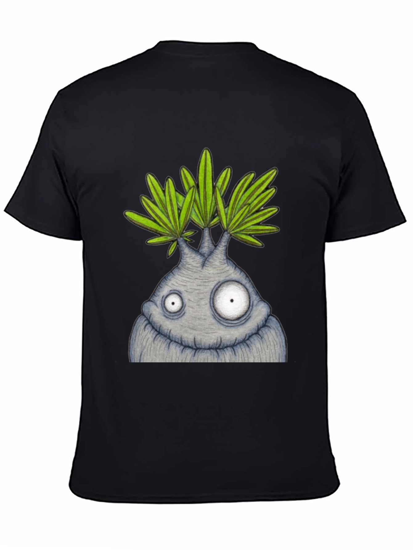 Funny Plant Character Graphic Tee - Black