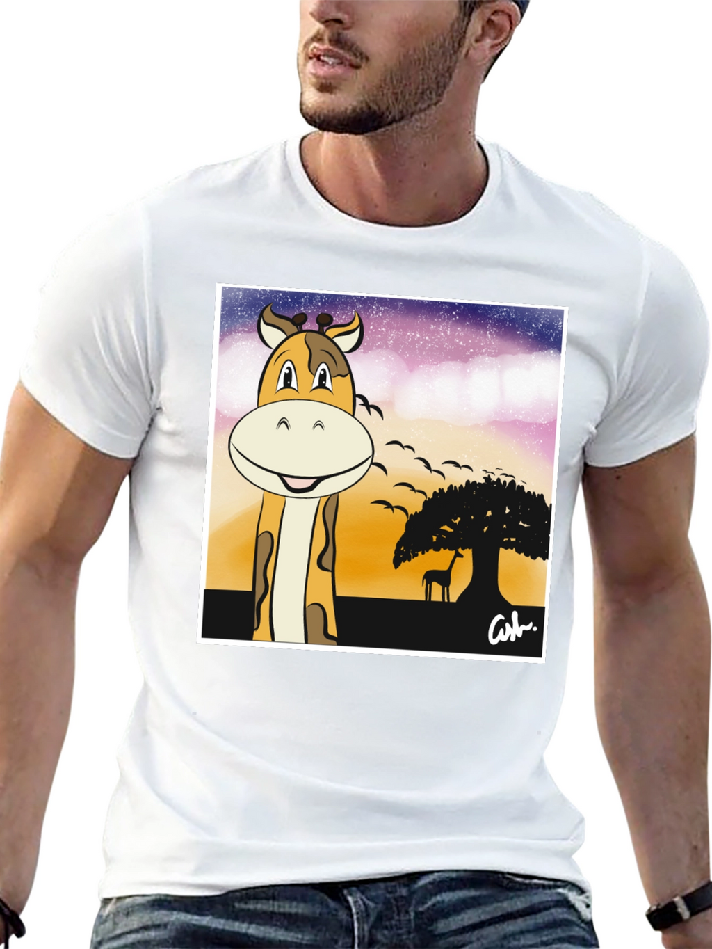 Giraffe Safari T-Shirt - Cartoon Design