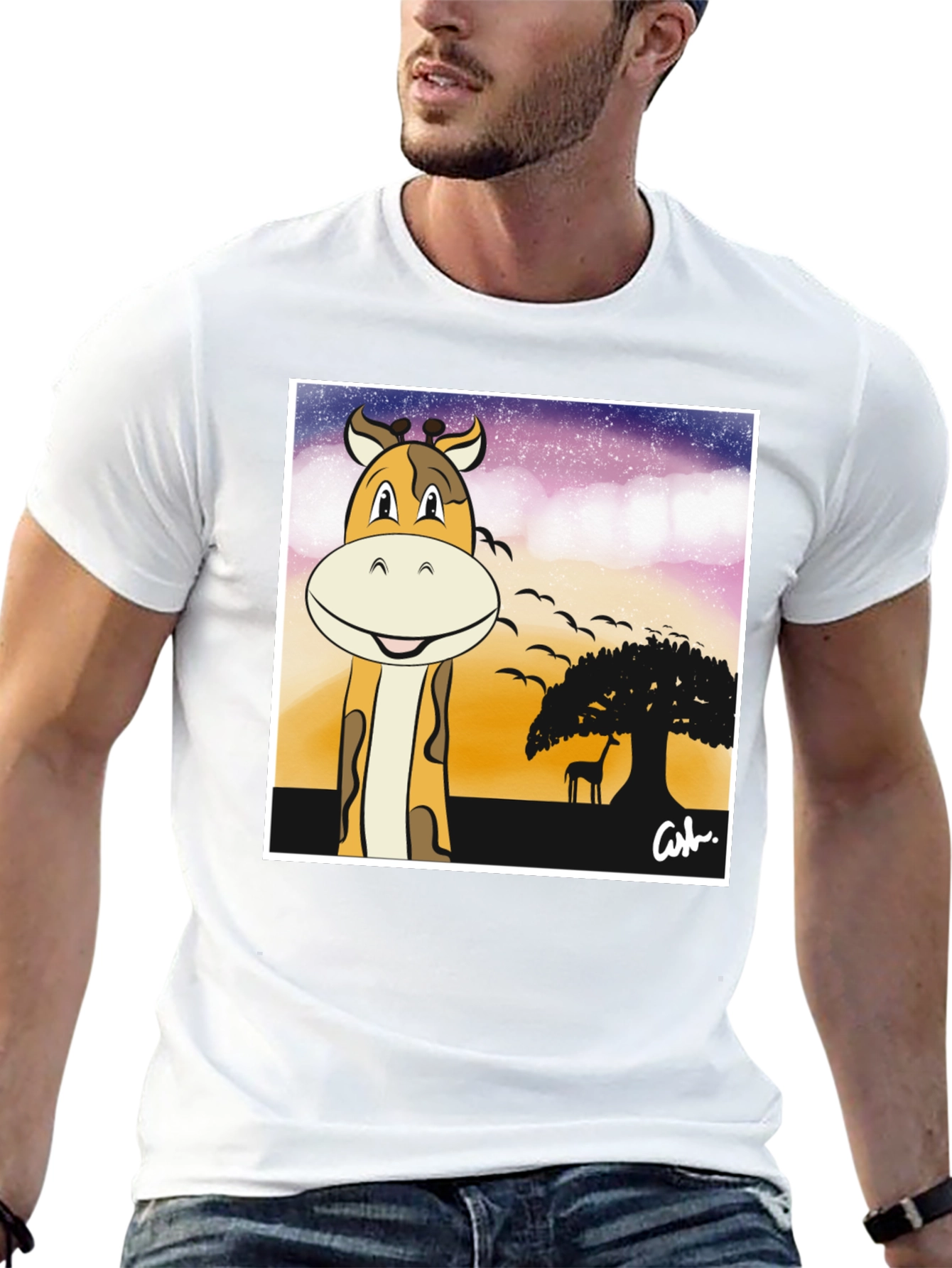 Giraffe Safari T-Shirt - Cartoon Design