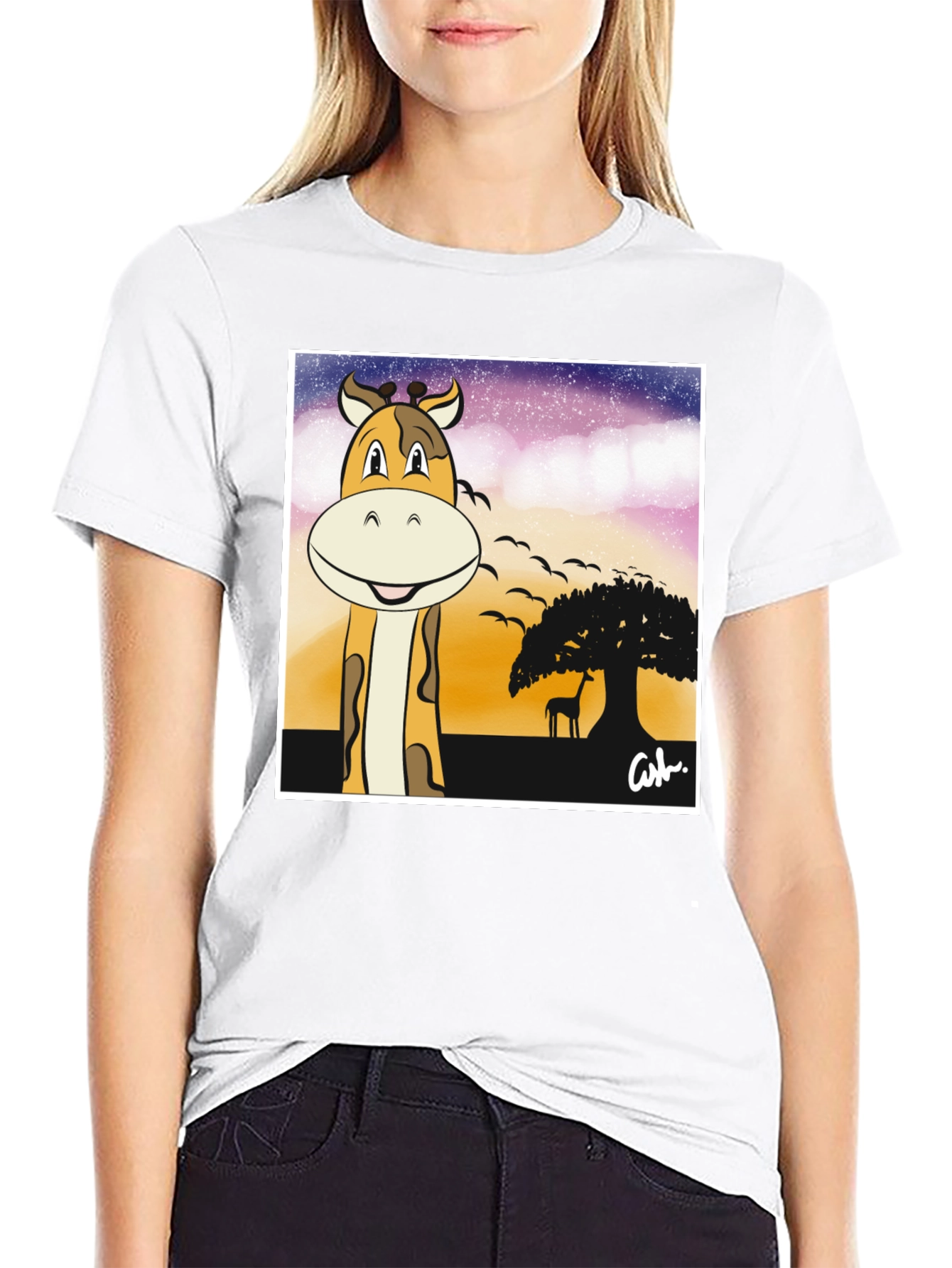 Giraffe Safari T-Shirt - Cartoon Design