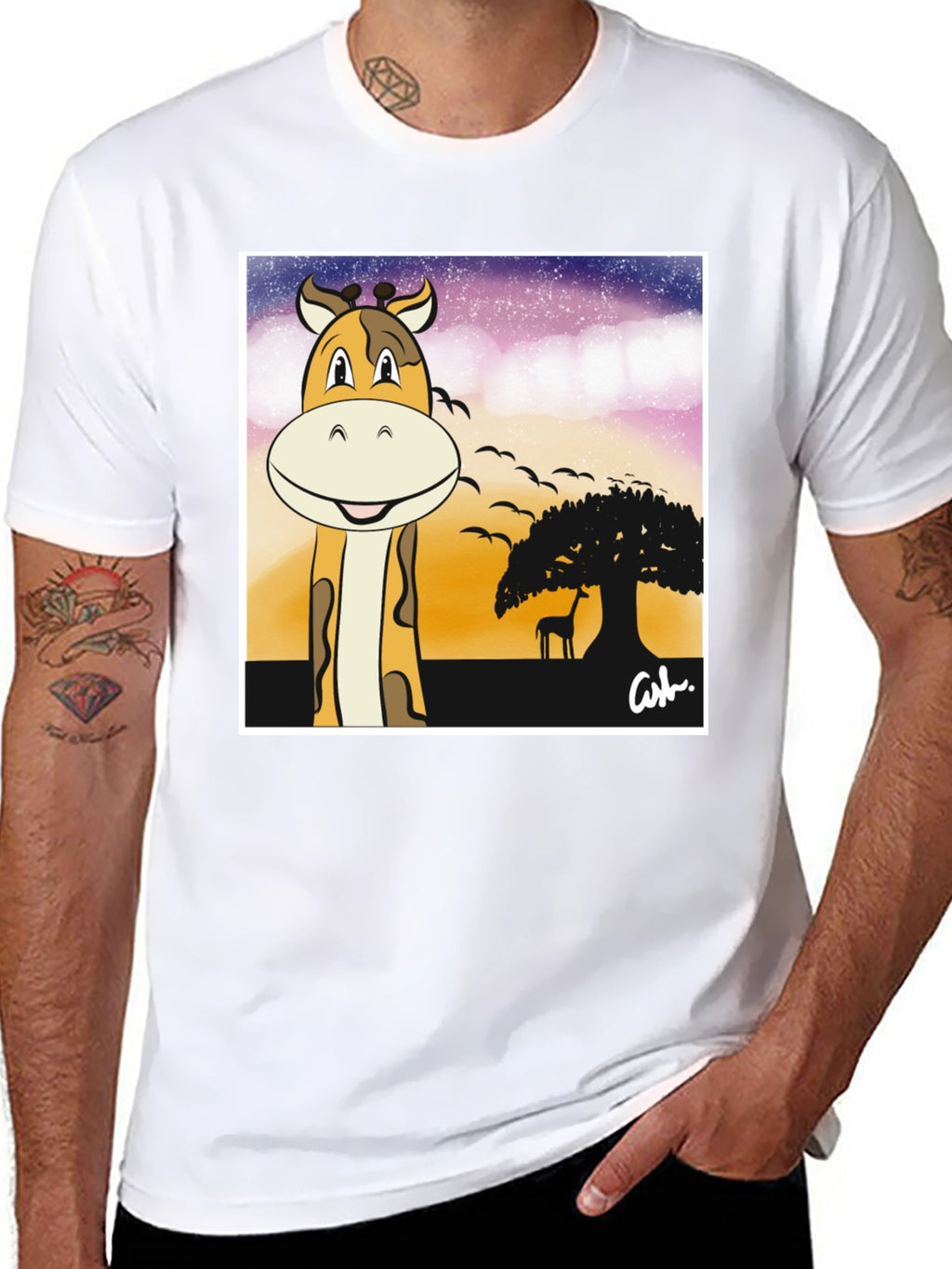 Giraffe Safari T-Shirt - Cartoon Design