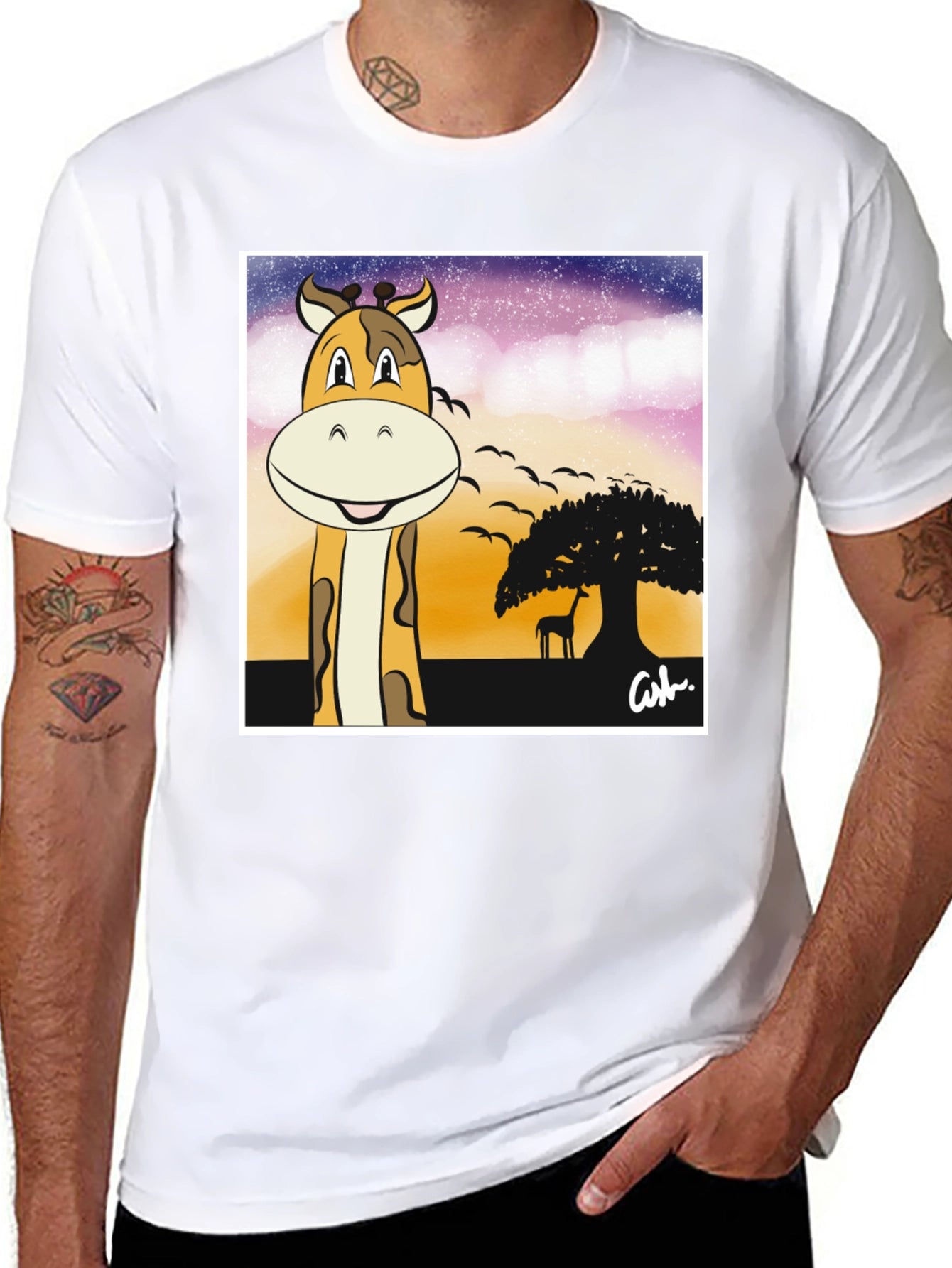 Giraffe Safari T-Shirt - Cartoon Design