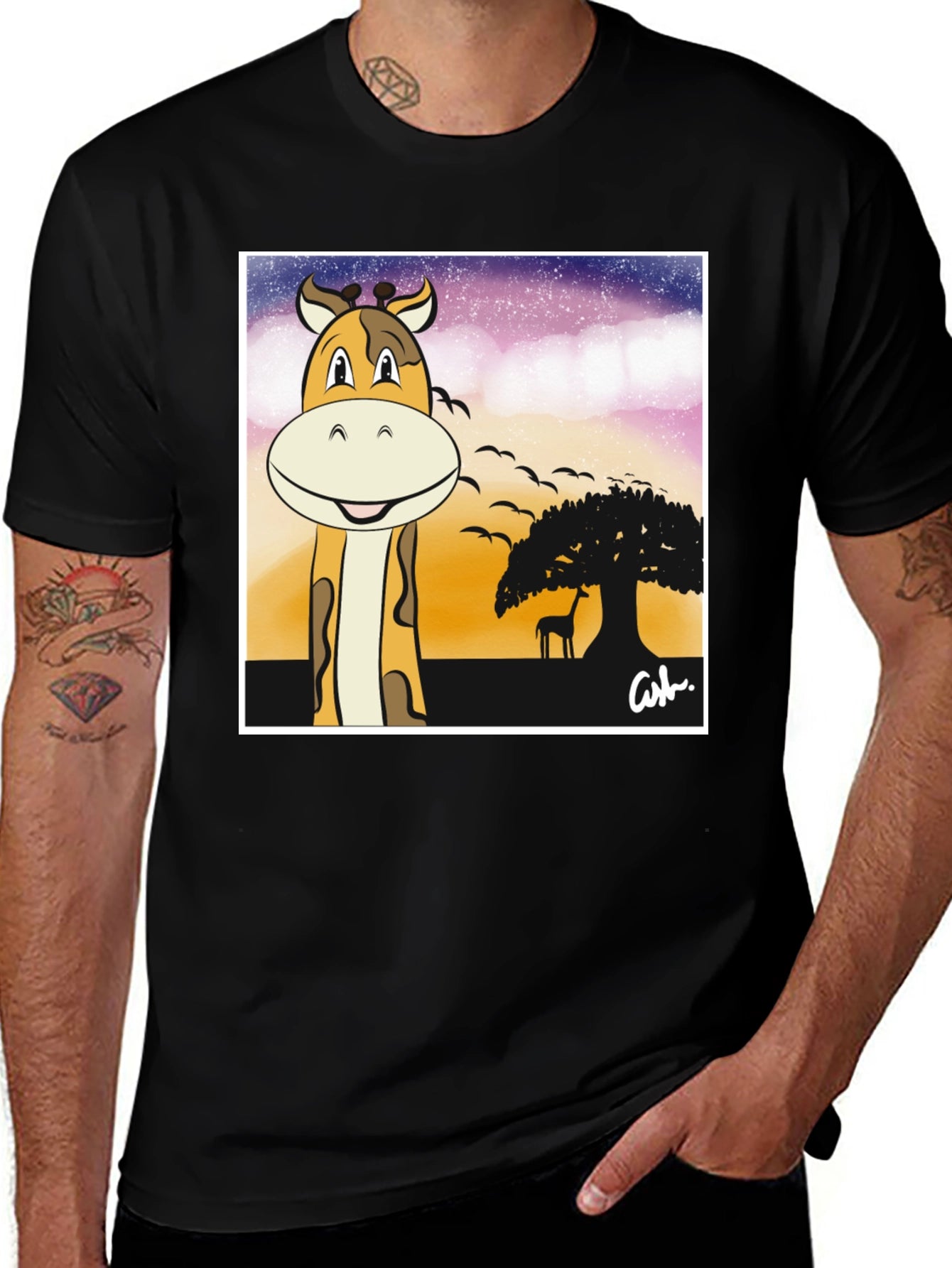 Giraffe Safari T-Shirt - Cartoon Design
