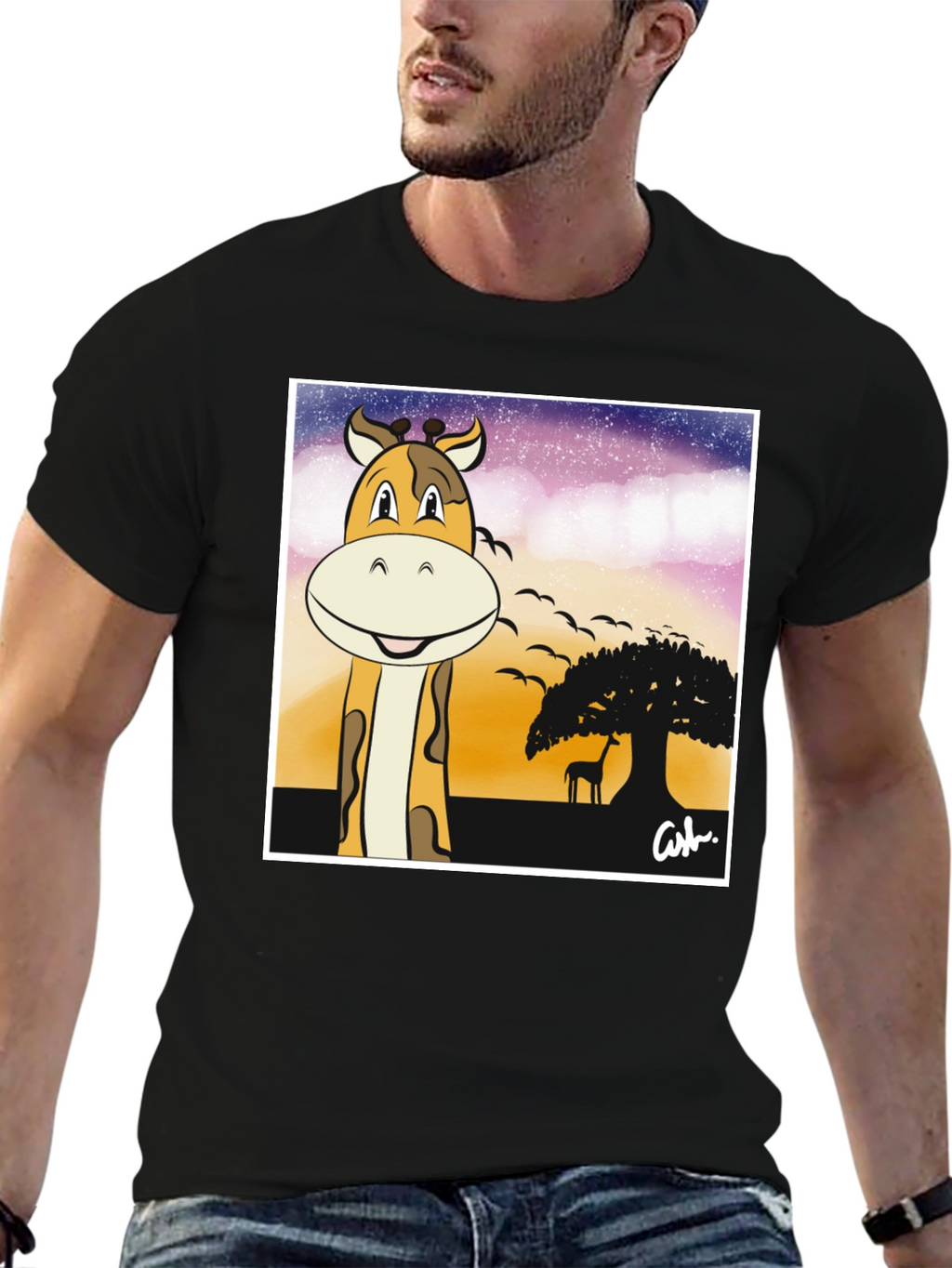 Giraffe Safari T-Shirt - Cartoon Design