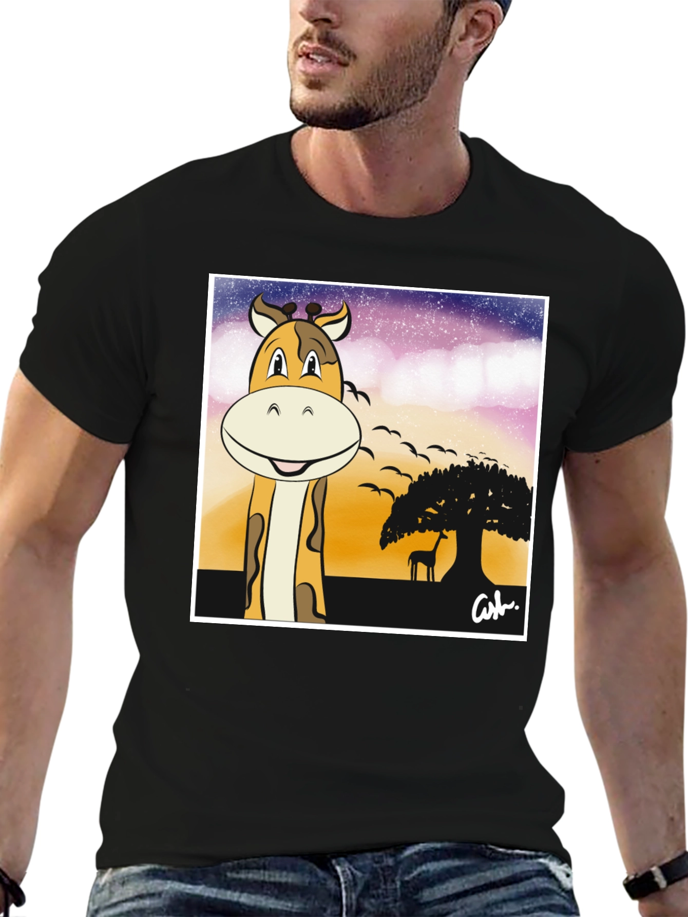 Giraffe Safari T-Shirt - Cartoon Design