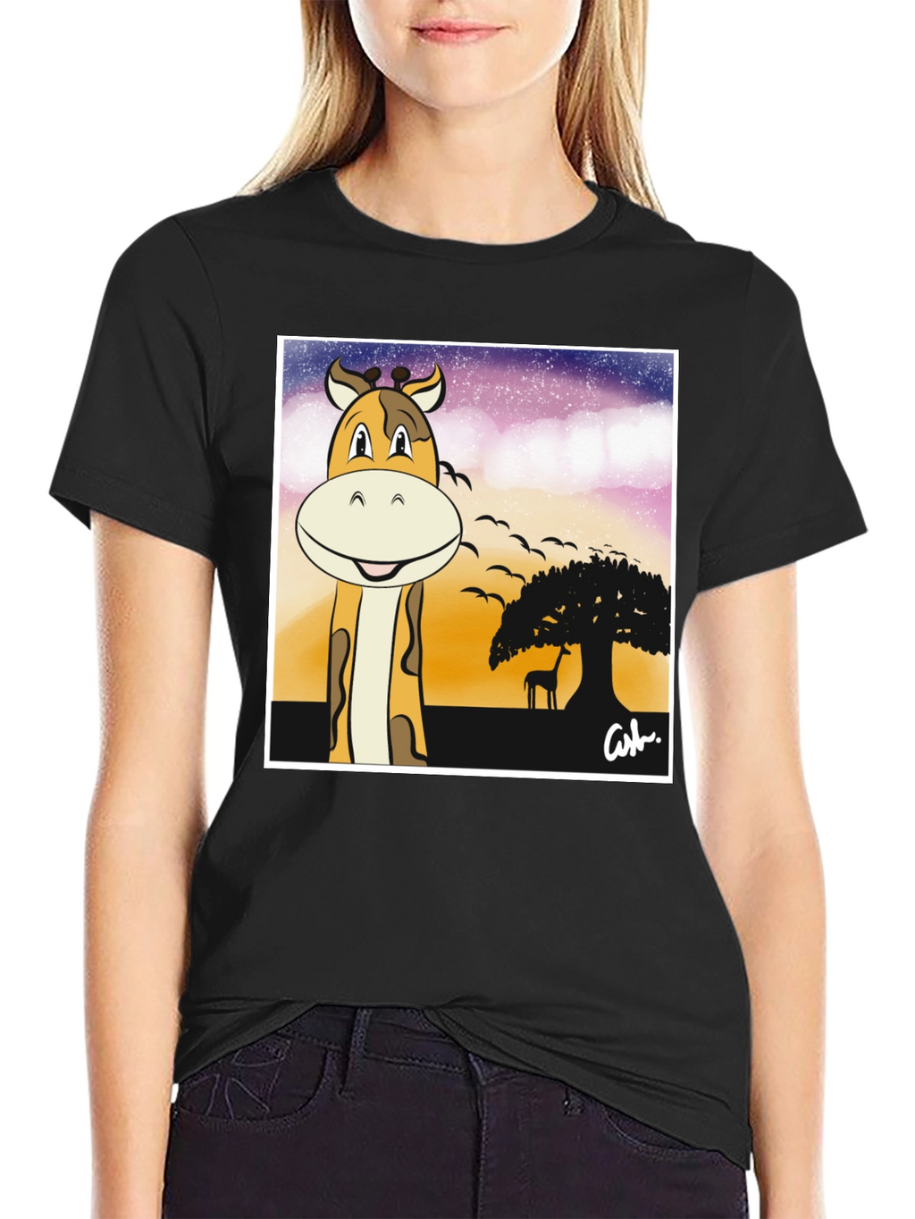 Giraffe Safari T-Shirt - Cartoon Design
