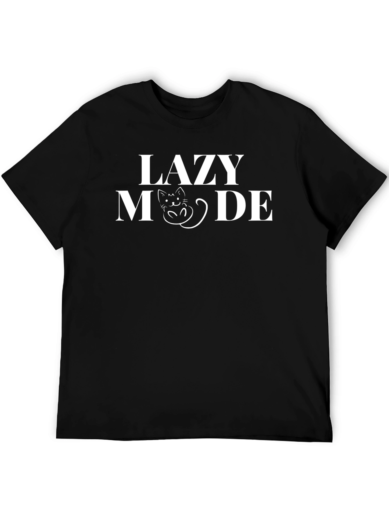 Lazy Mode Cat T-Shirt - Black