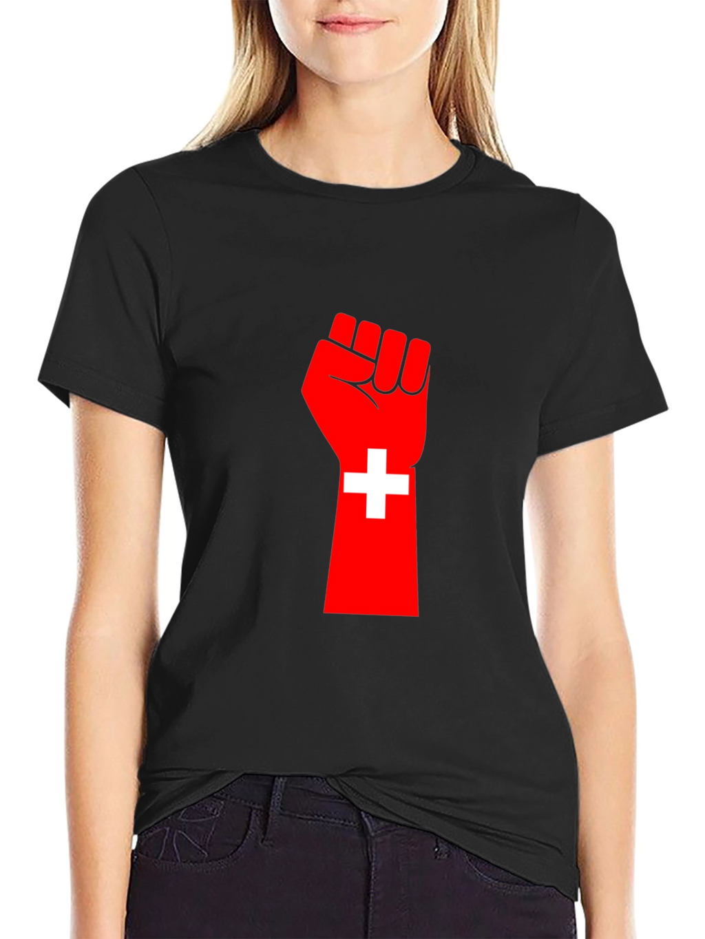 Red Fist Switzerland Flag Graphic Tee