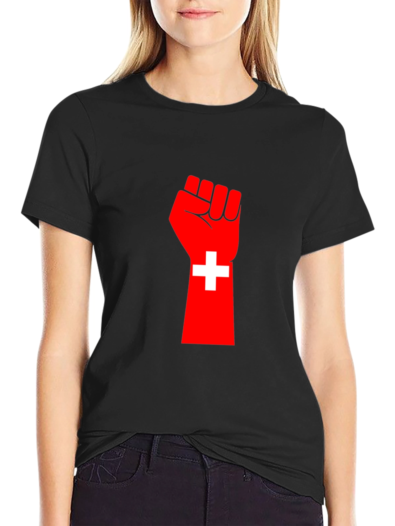 Red Fist Switzerland Flag Graphic Tee