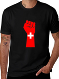 Red Fist Switzerland Flag Graphic Tee