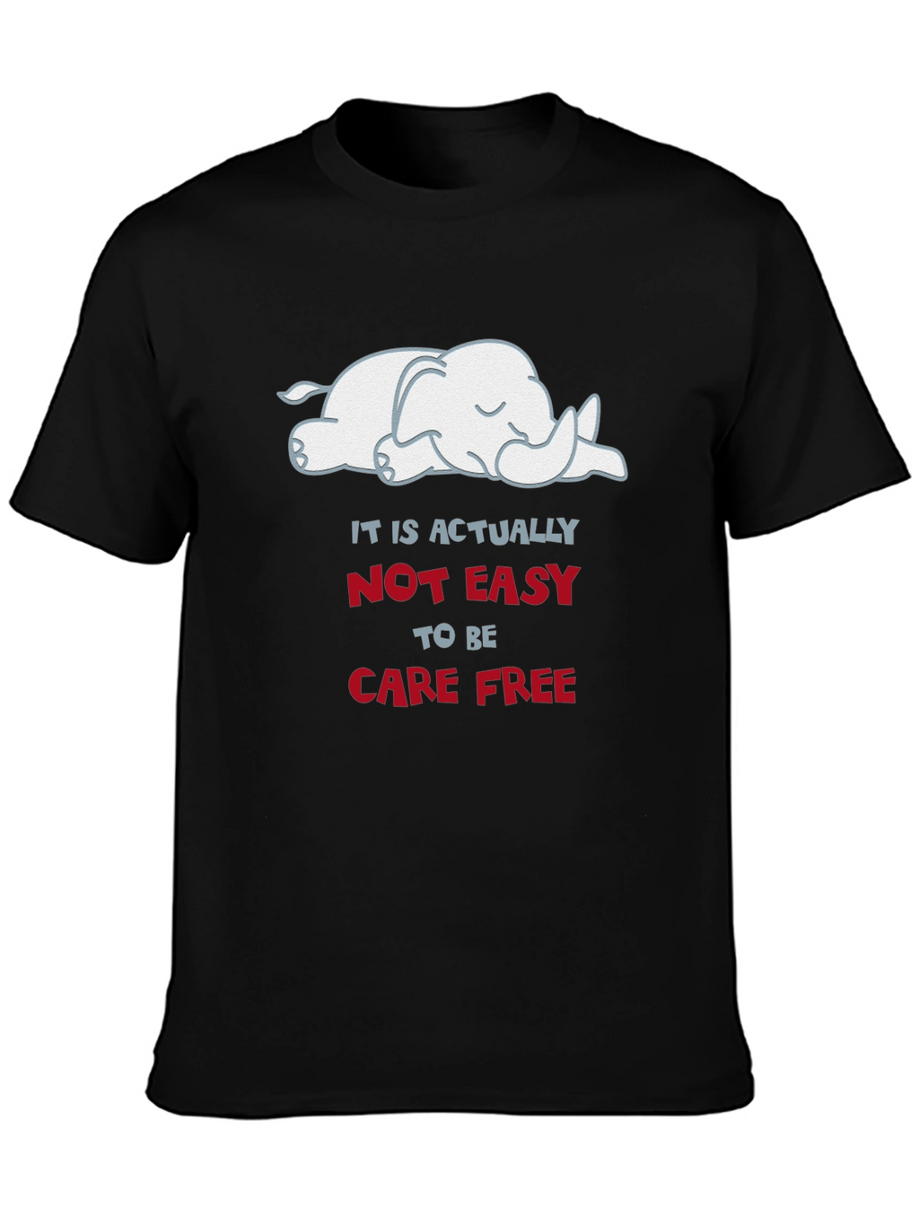 Carefree Elephant Graphic Tee - Soft Cotton Comfort