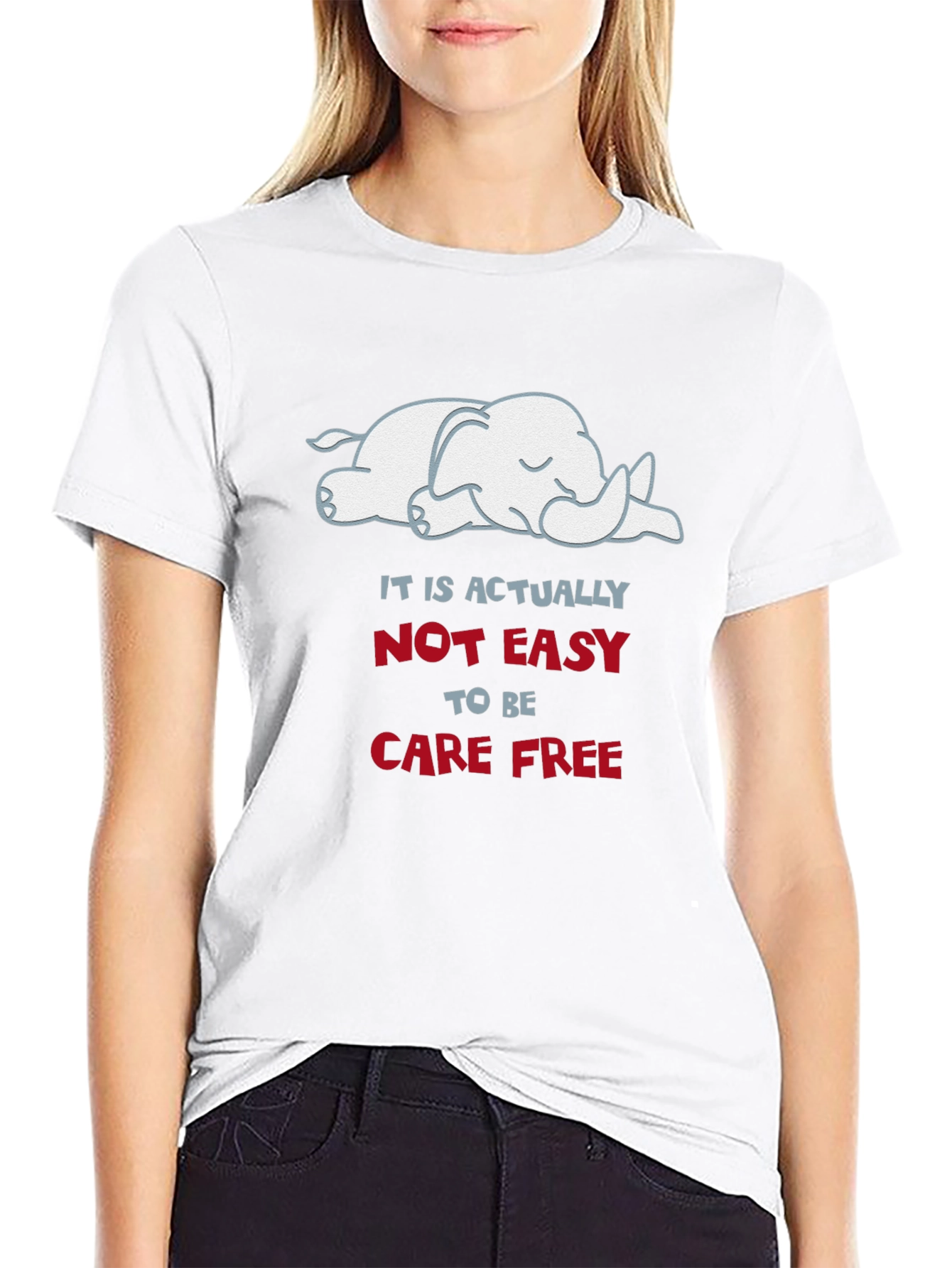Carefree Elephant Graphic Tee - Soft Cotton Comfort