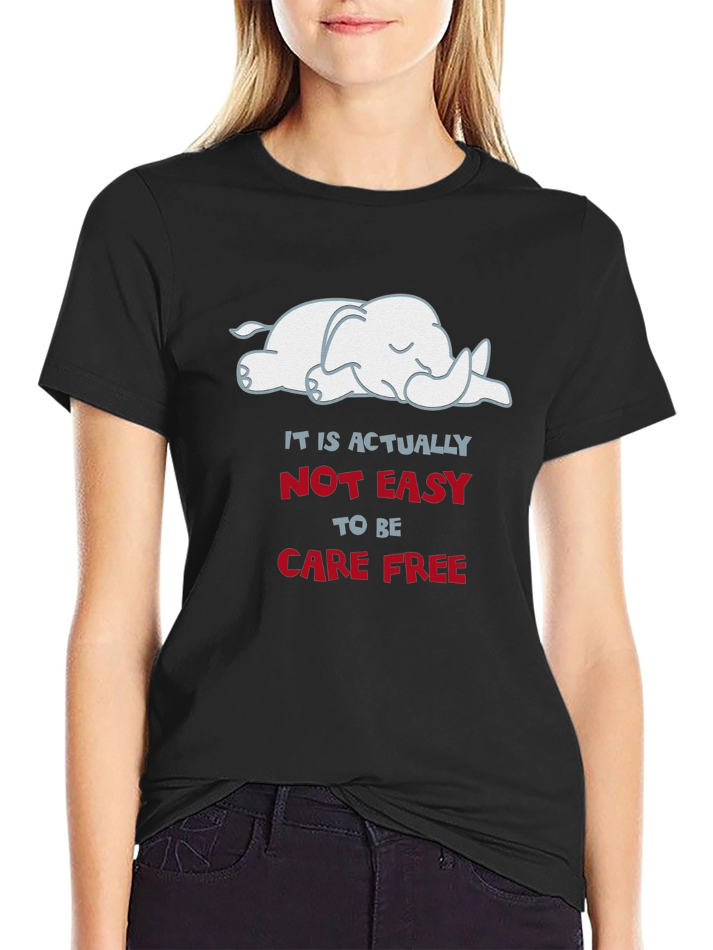 Carefree Elephant Graphic Tee - Soft Cotton Comfort