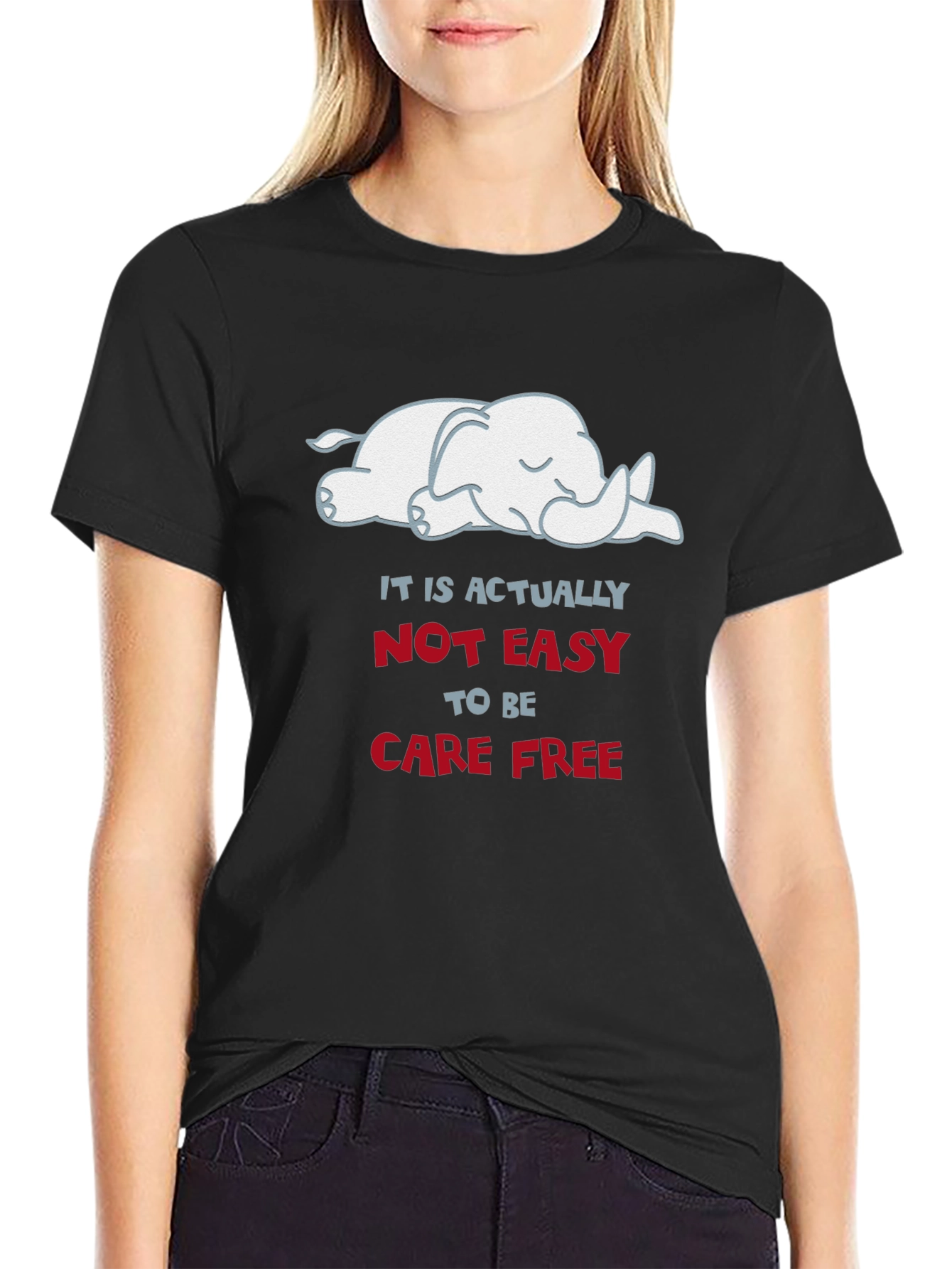 Carefree Elephant Graphic Tee - Soft Cotton Comfort