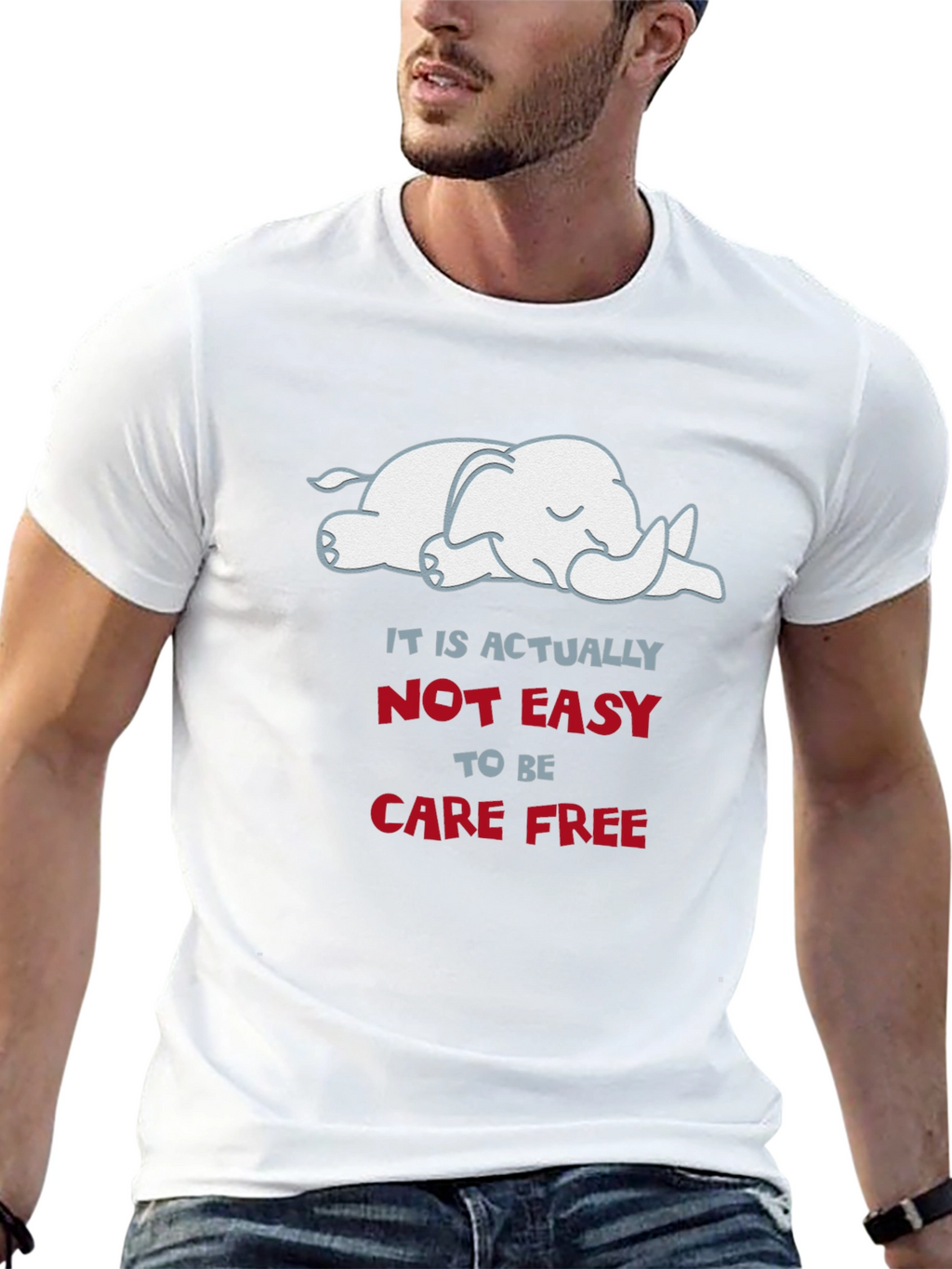 Carefree Elephant Graphic Tee - Soft Cotton Comfort