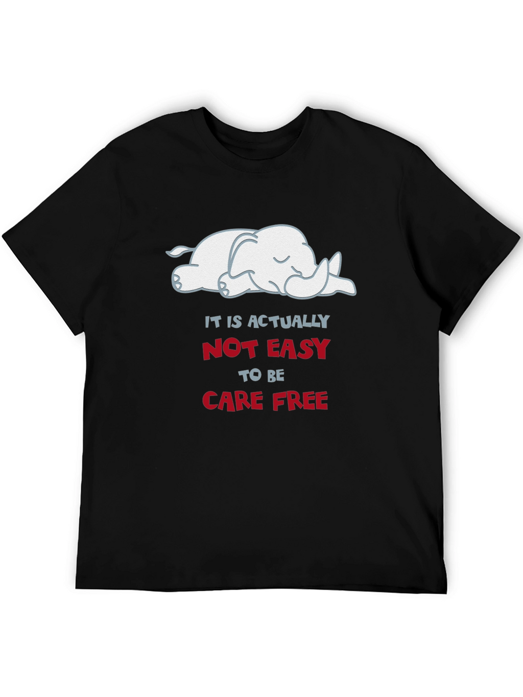 Carefree Elephant Graphic Tee - Soft Cotton Comfort