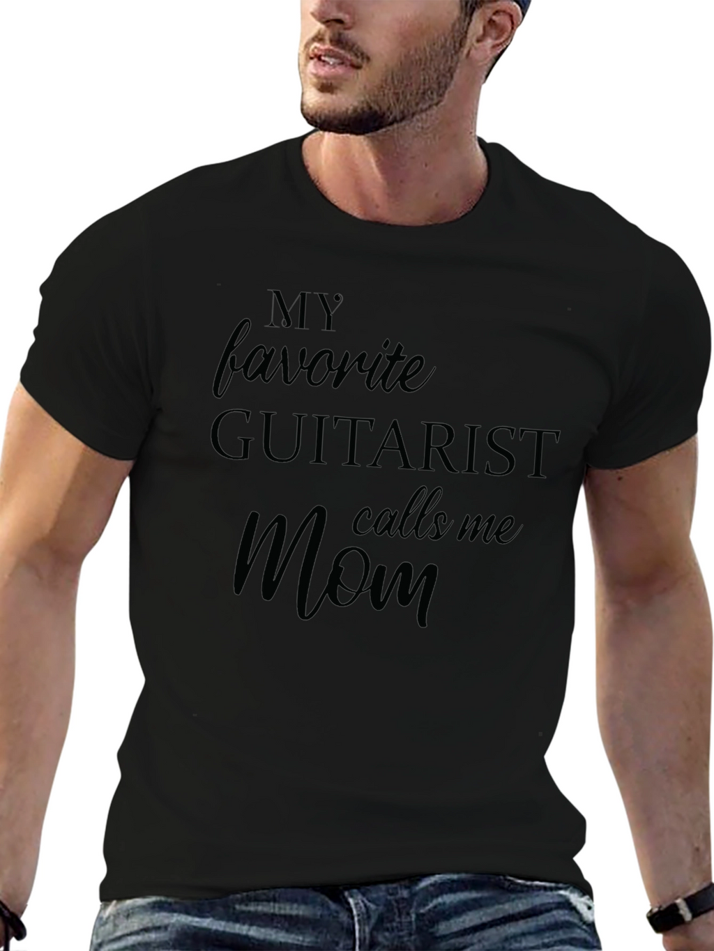 Guitarist Mom T-Shirt - Black Cotton