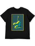 Retro Ice Skate Graphic Tee - Black Cotton T-Shirt