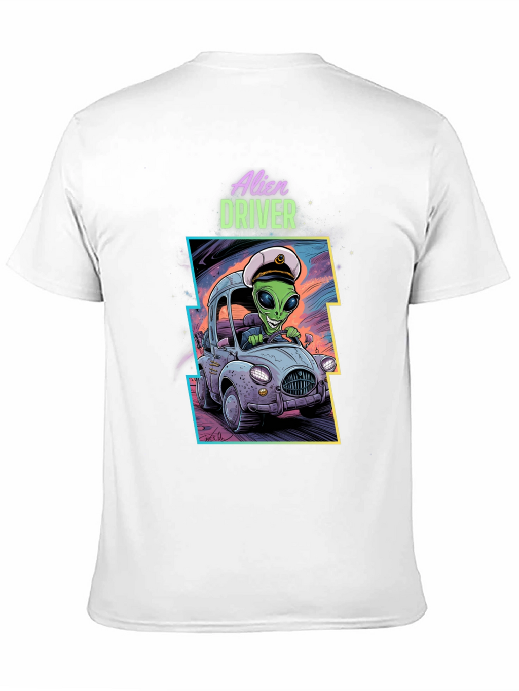 Alien Driver Graphic T-Shirt - Black Crew Neck Tee